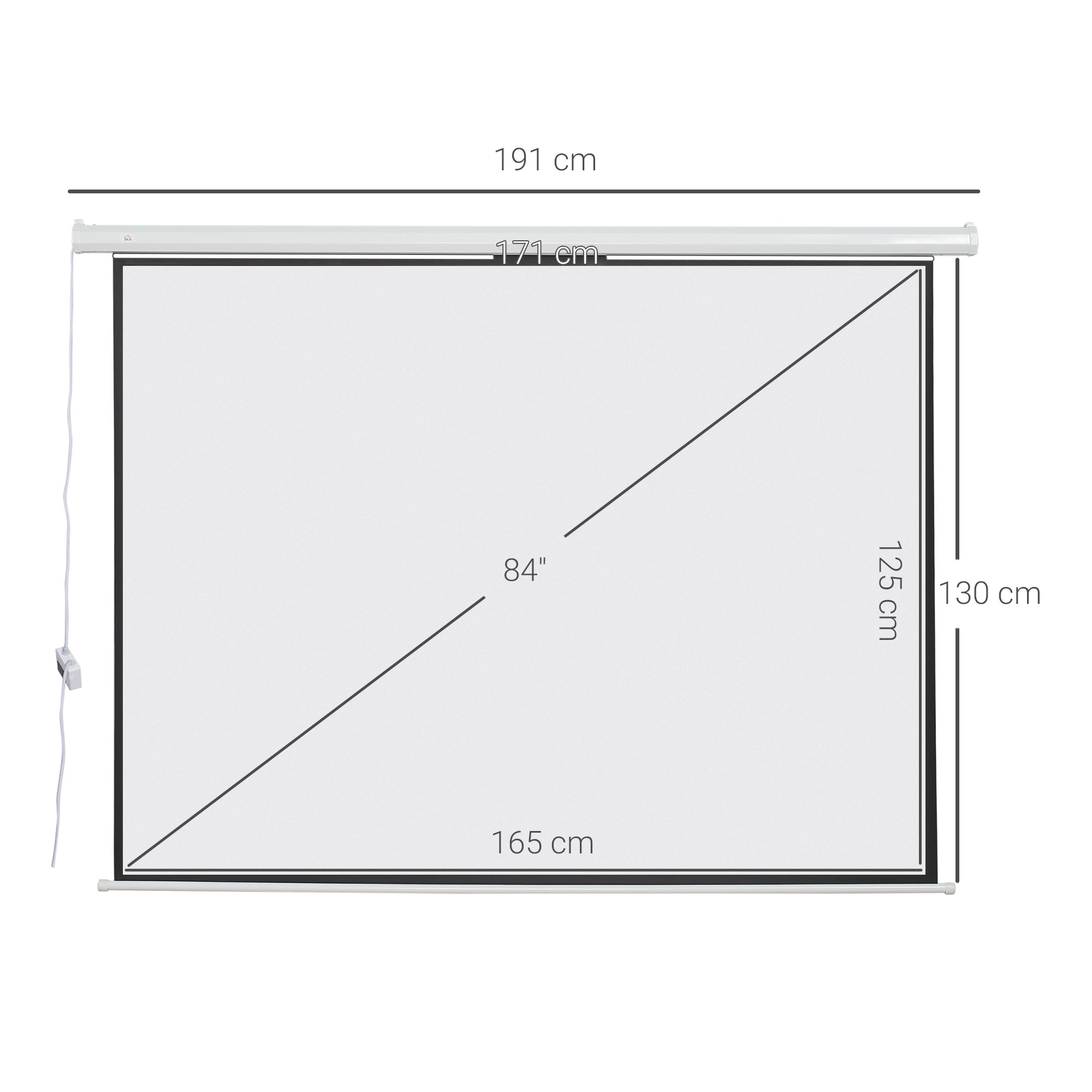 Beamer-Leinwand, inkl, Fernbedienung, 84 Zoll, 4:3 Format, 171x130 cm, Weiß