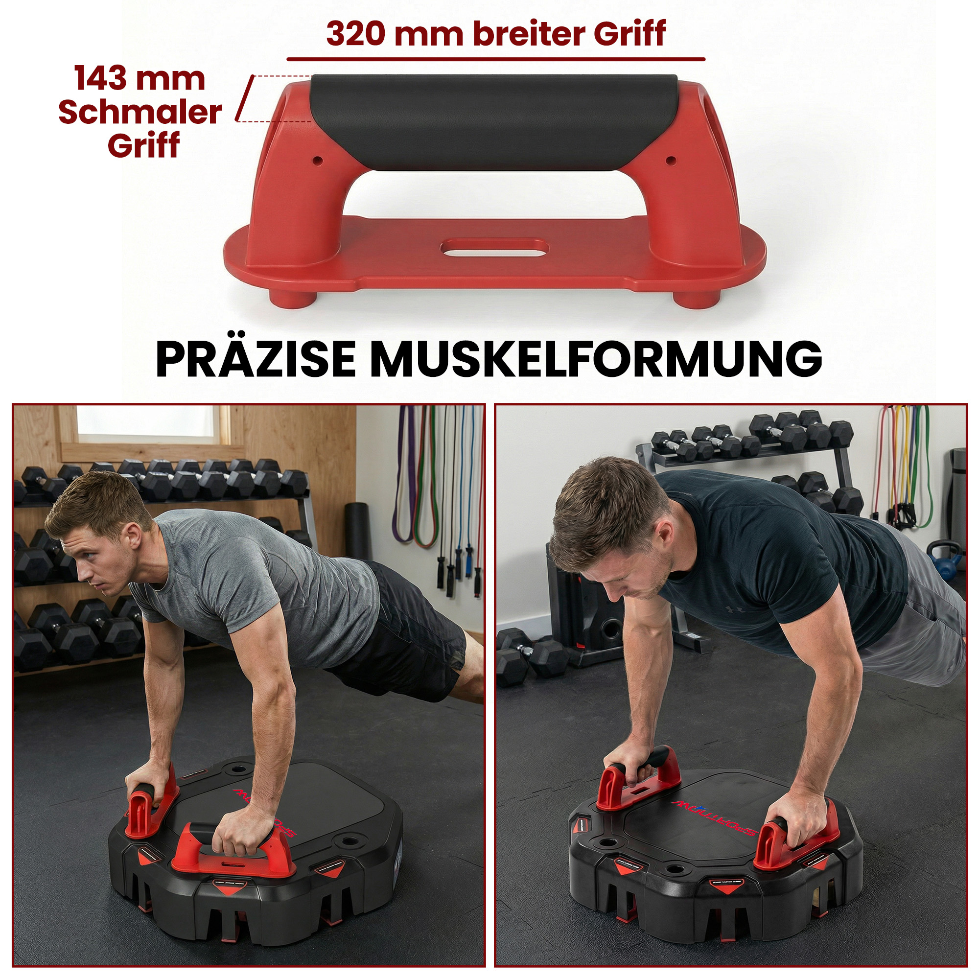 Liegestützbrett 7-in-1 Verstellbares Push Up Board mit Widerstandsbändern Rollen Türanker, Faltbar