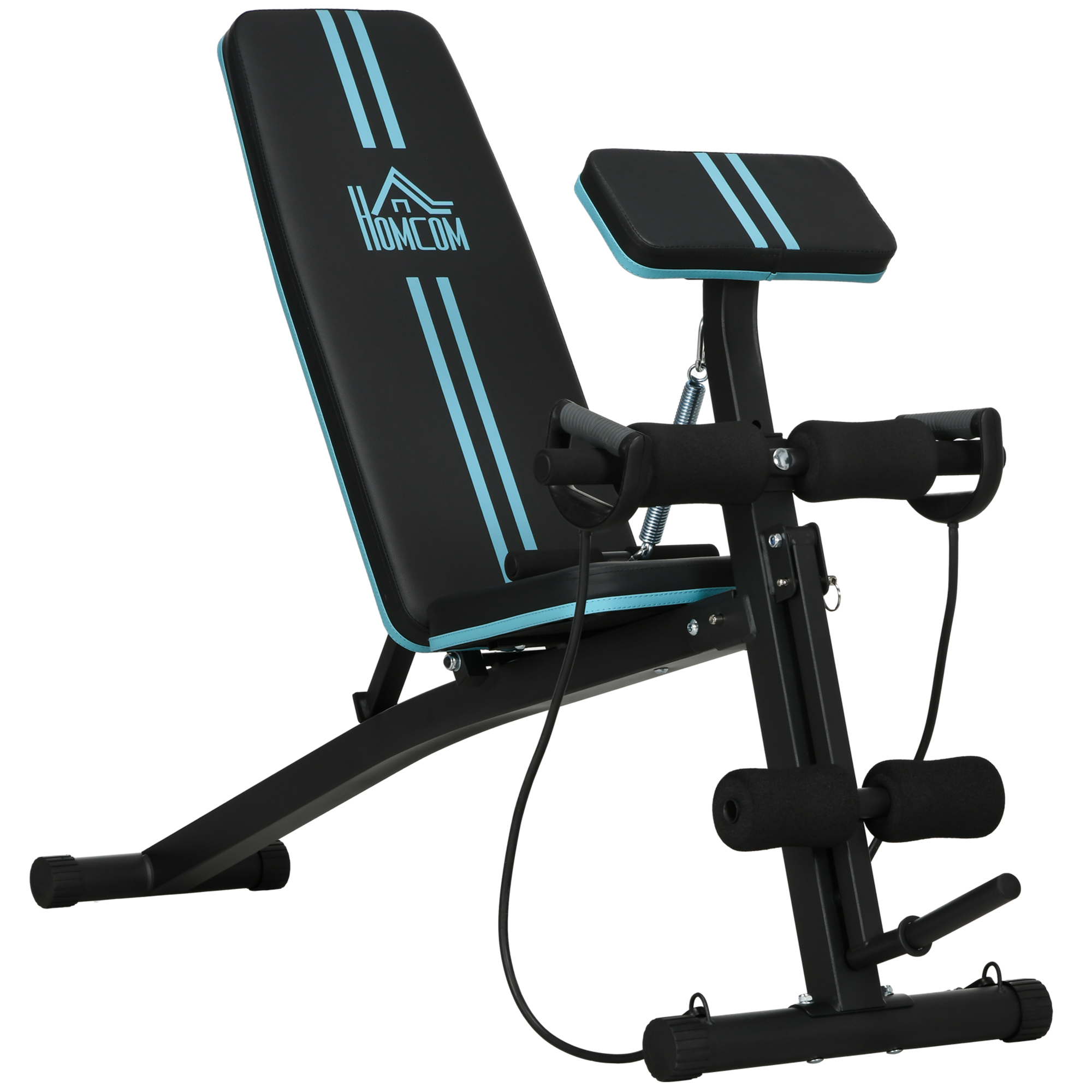 Hantelbank, Klappbar Trainingsbank mit 7-fach verstellbarer Rückenlehne, Fitnessbank bis 120 kg belastbar, Blau