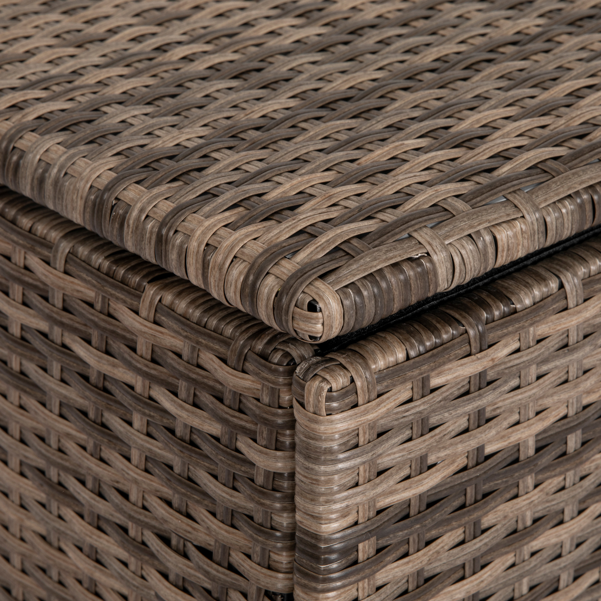 Polyrattan Auflagenbox, Stoff-Innenauskleidung, leichtes Öffnen/Schließen, Metallrahmen, 75B x 75T x 70H cm, Schwarz