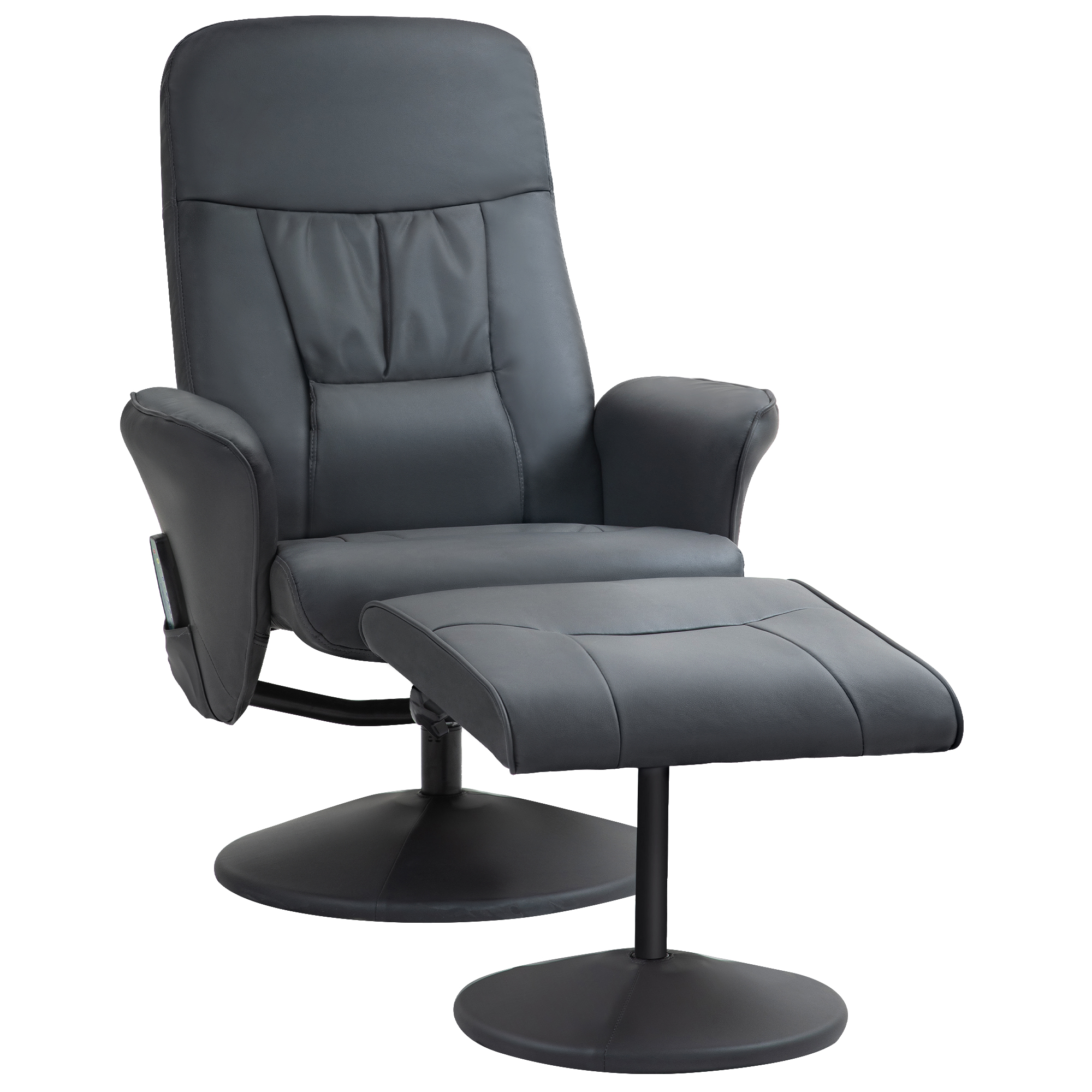 Massagesessel mit Fußhocker, Ergonomischer Stuhl mit 10 Vibrationspunkten, Kunstleder, 76 x 81 x 105 cm, Dunkelgrau