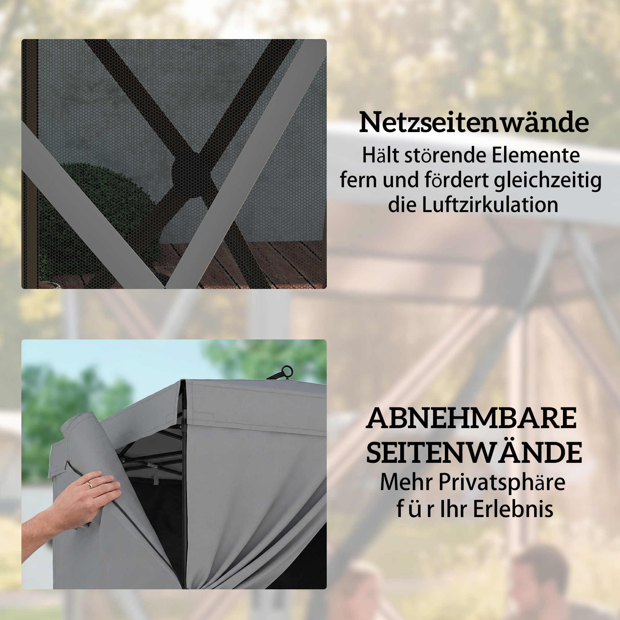 Pavillon 1,85x1,85m Wasserdicht Stabil Winterfest Pop-up Faltpavillon mit 4 Mesh-Seitenteilen Tasche, UV 30+