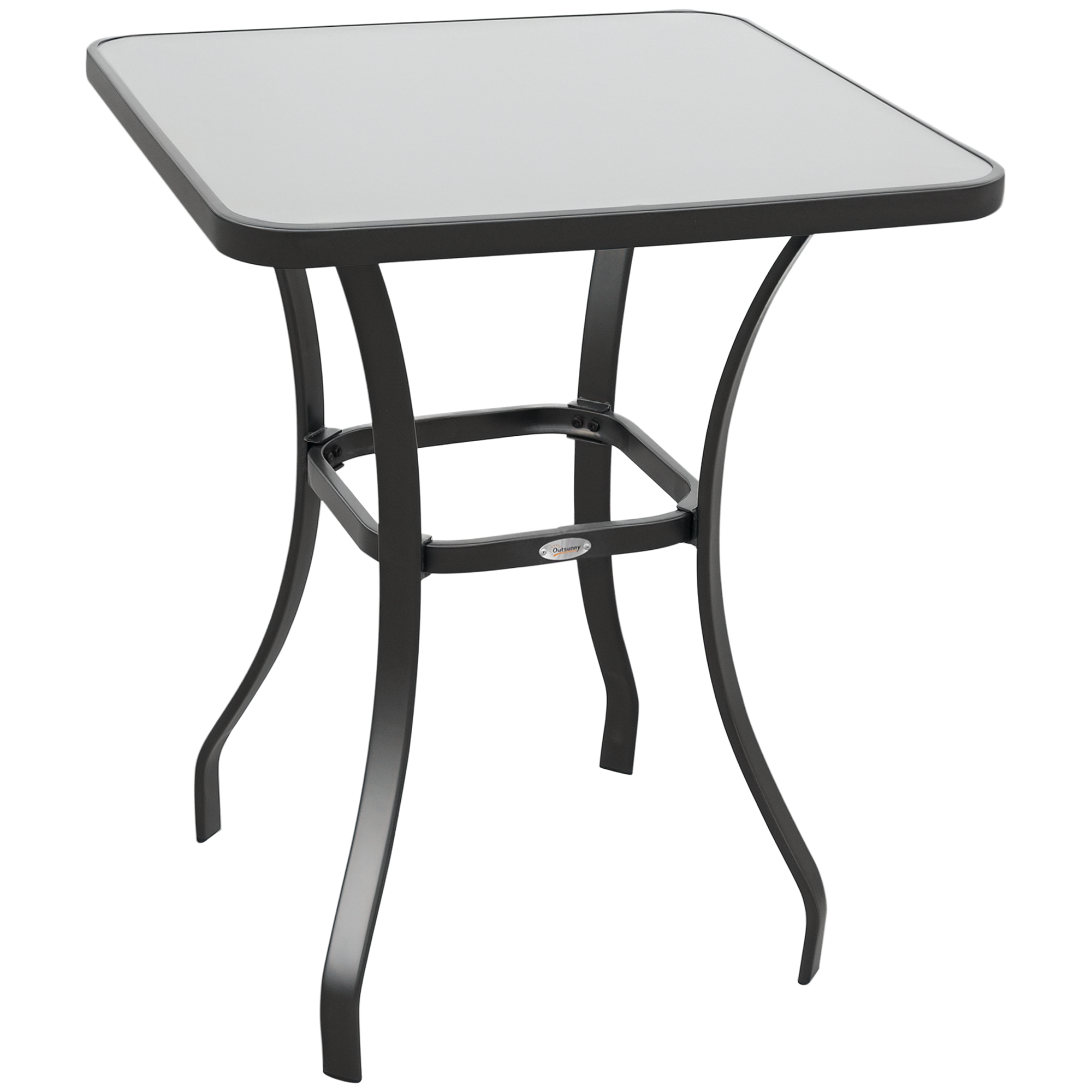 Gartentisch Bistrotisch Glastisch Hartglas+Metall Schwarz L68,5xB68,5xH84cm