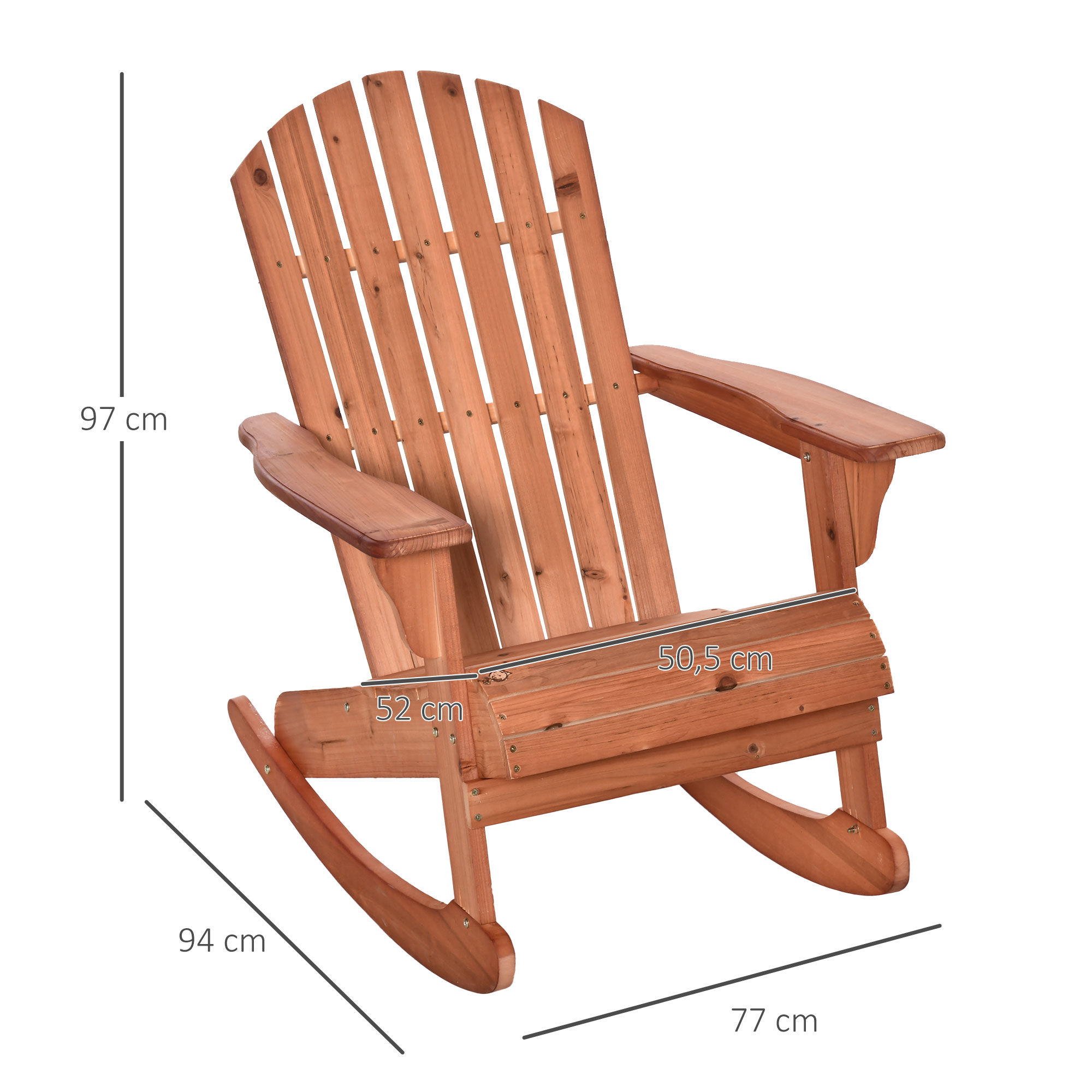Adirondack Gartenstuhl Schaukelstuhl Schaukelsessel Gartensessel Gartenmöbel Balkonstuhl Natur 77 x 94 x 97 cm
