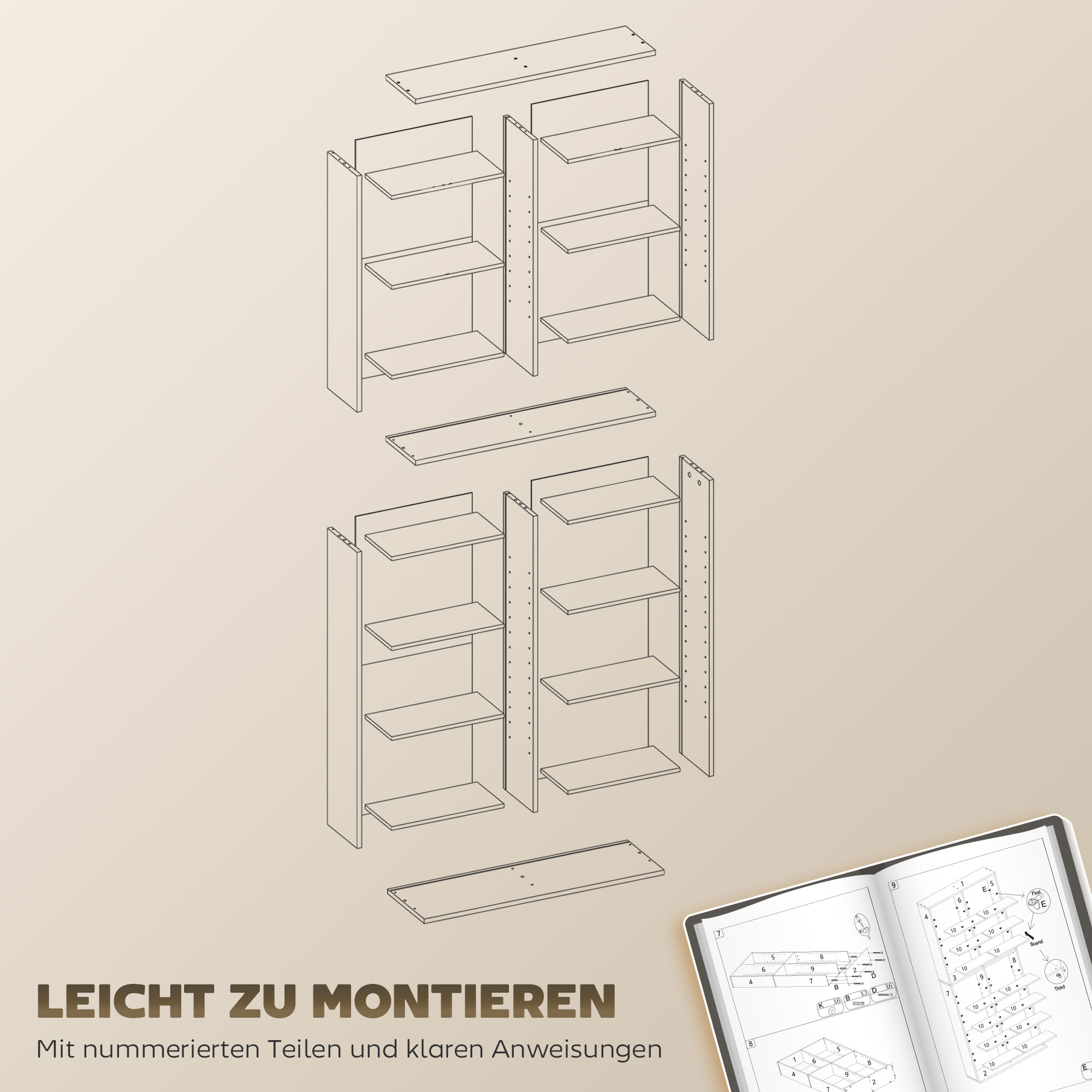 DVD-Regal, CD-Aufbewahrungsregal, 14 anpassbare Regale, 18 Fächer, 175 cm, Blu-ray-Regal, Spanplatte, Weiß