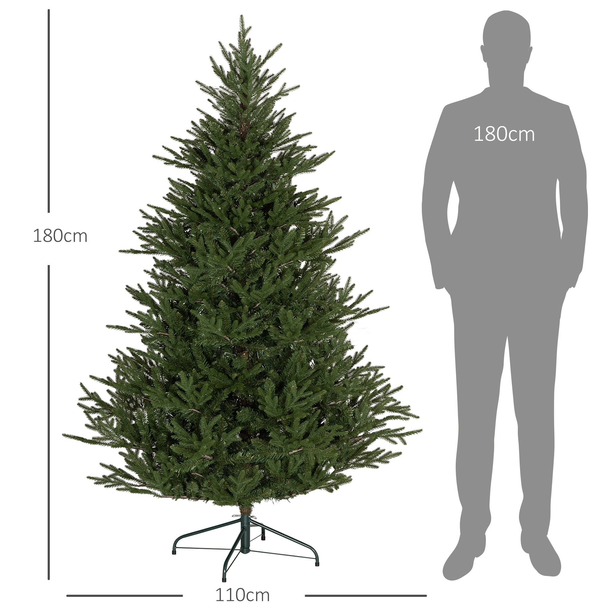 Weihnachtsbaum 183 cm, realistisches Aussehen, Schnellaufbau, inkl. Ständer, feuersicherer Kunststoff