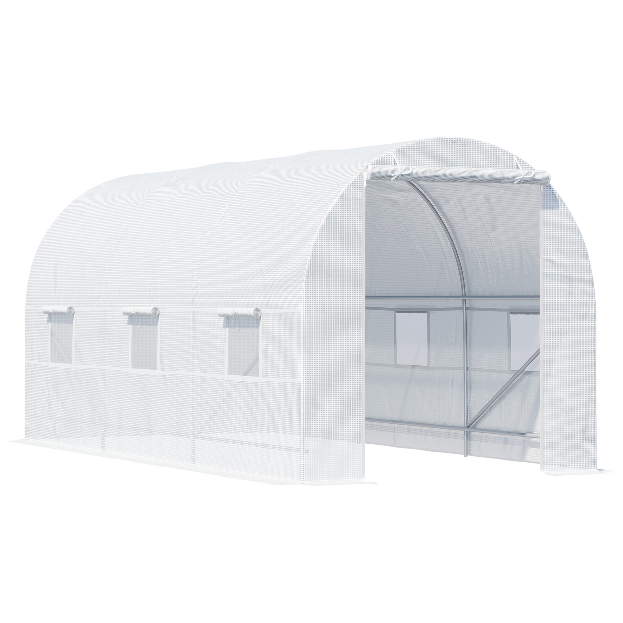 Foliengewächshaus Treibhaus begehbar mit Metallrahmen 4,45 x 2 x 2m Weiß