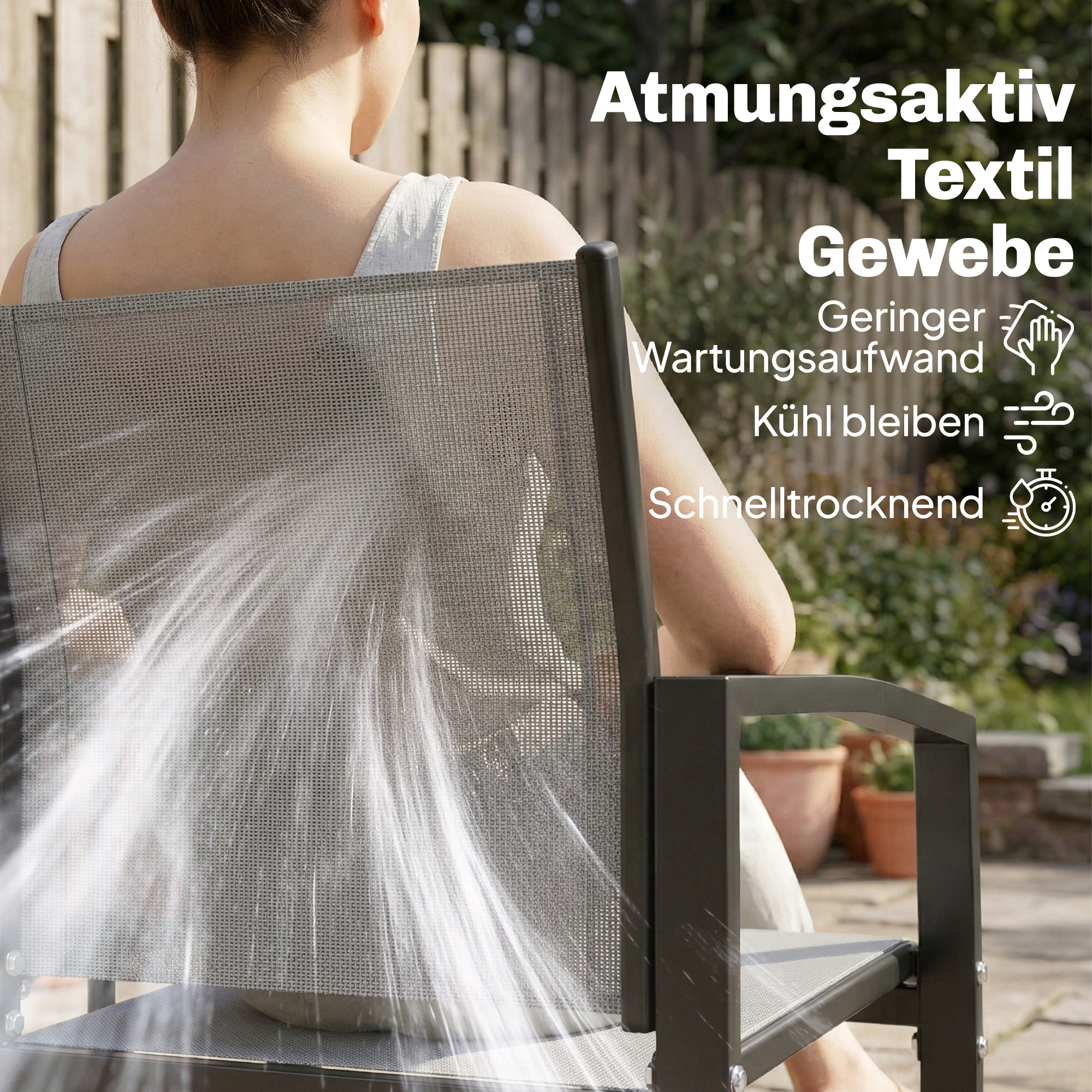 2-Sitzer Gartenbank Sitzbank mit Rücken- & Armlehnen, 2-stufigem Glastisch Parkbank 240kg belast 135 x 67 x 81 cm Grau