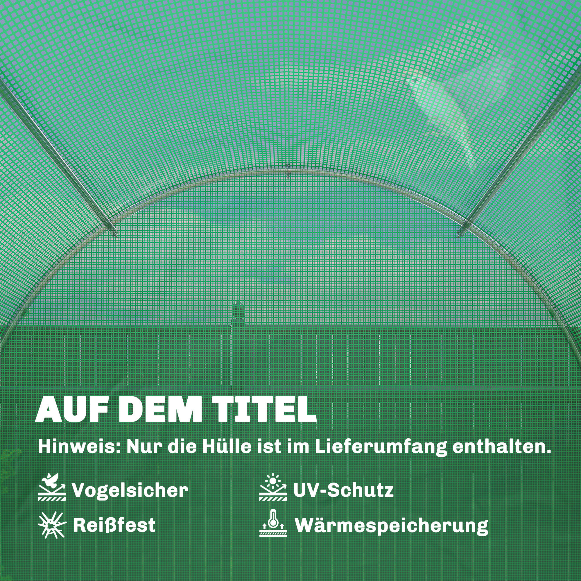 Gewächshausfolie 4 x 2 m, wasserdicht Gartenfolie mit Tür, 8 Fenster, UV Schutz, Reißfest Polyethylen NUR Folie Grün