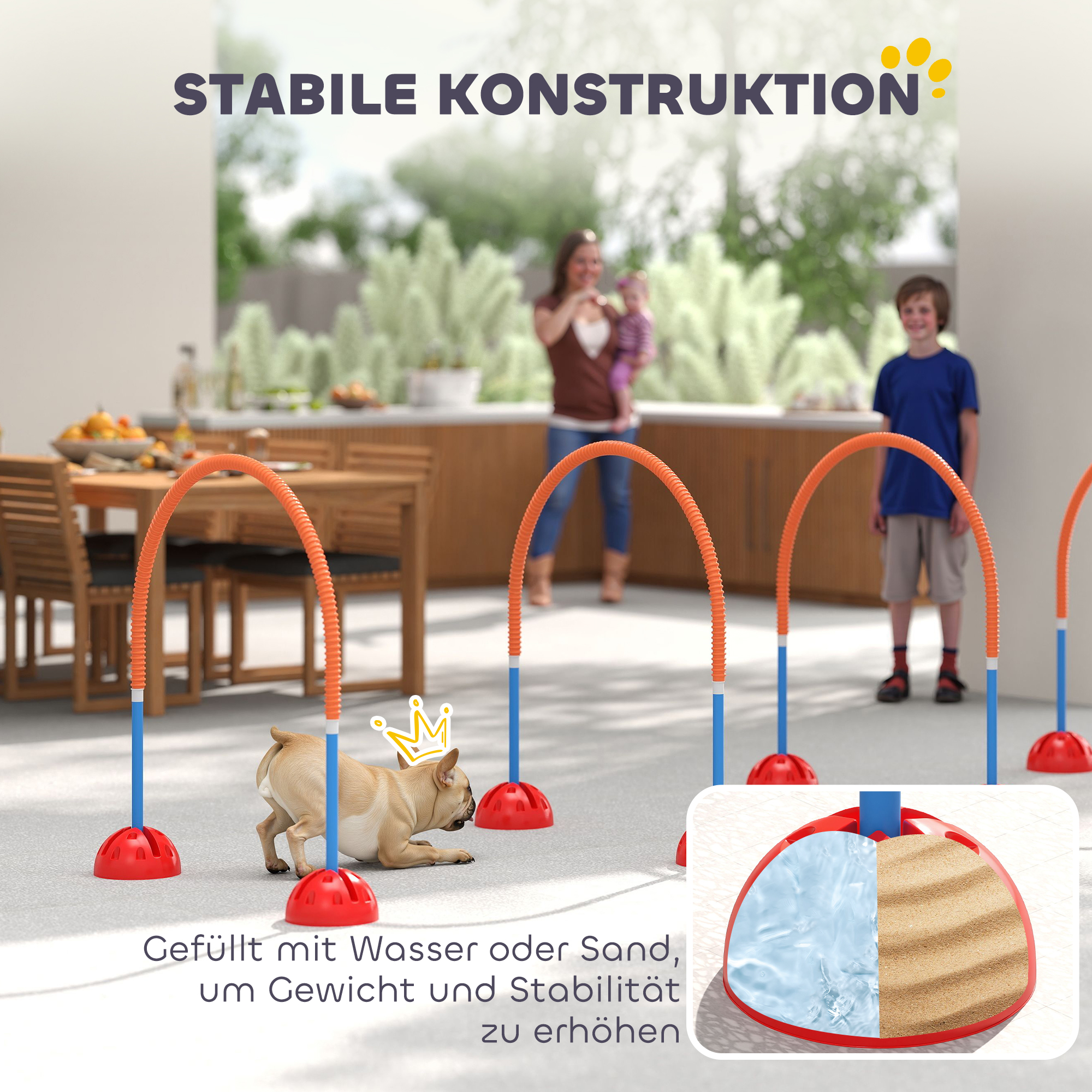 4-teiliges Hunde-Agility-Trainingsgerät mit 4 Türen in verstellbarer Breite, Tragetasche, für Garten, Blau