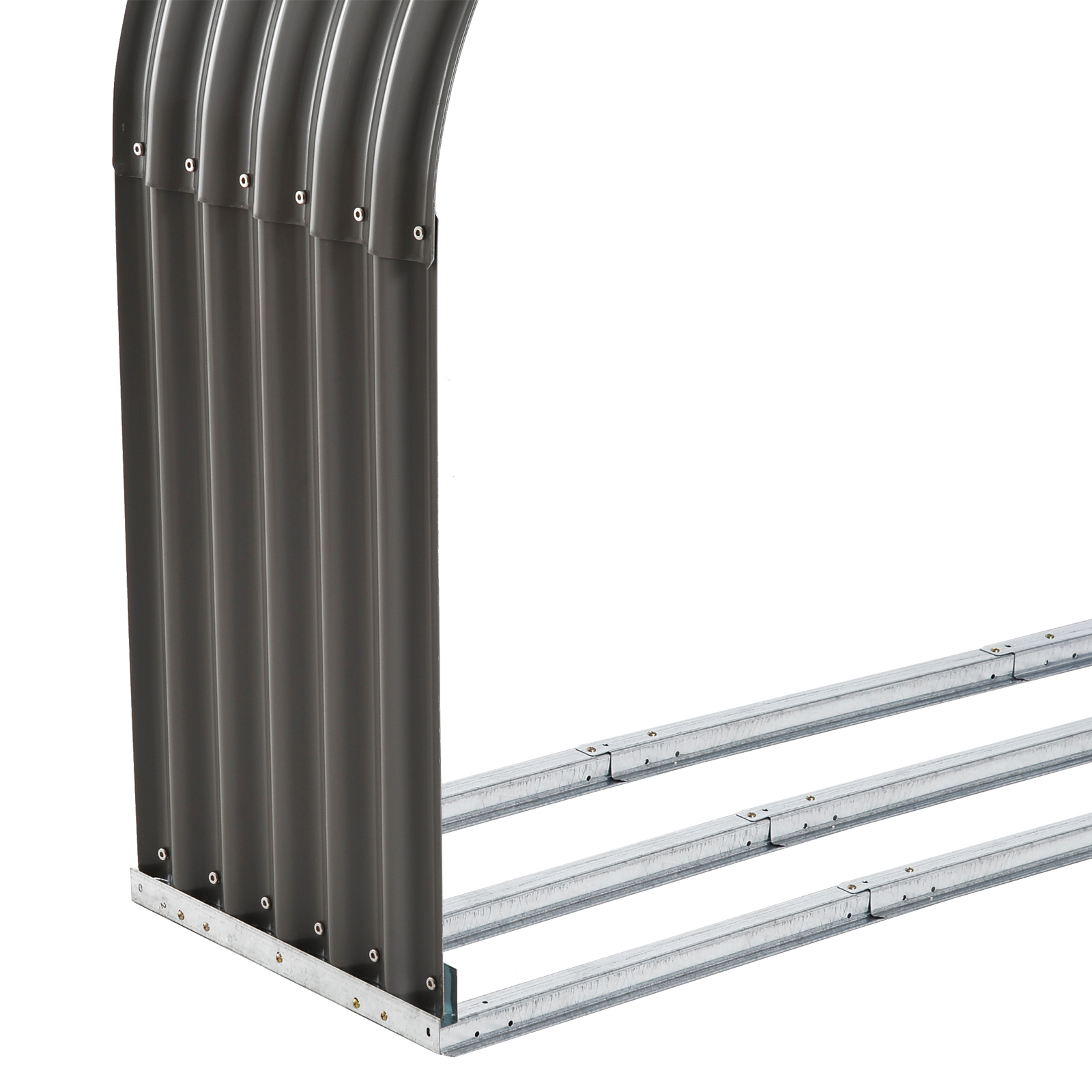 Brennholzregal Holzregal, wetterbeständig, Stahl,  212 cm x 46 cm x 112 cm, Grau