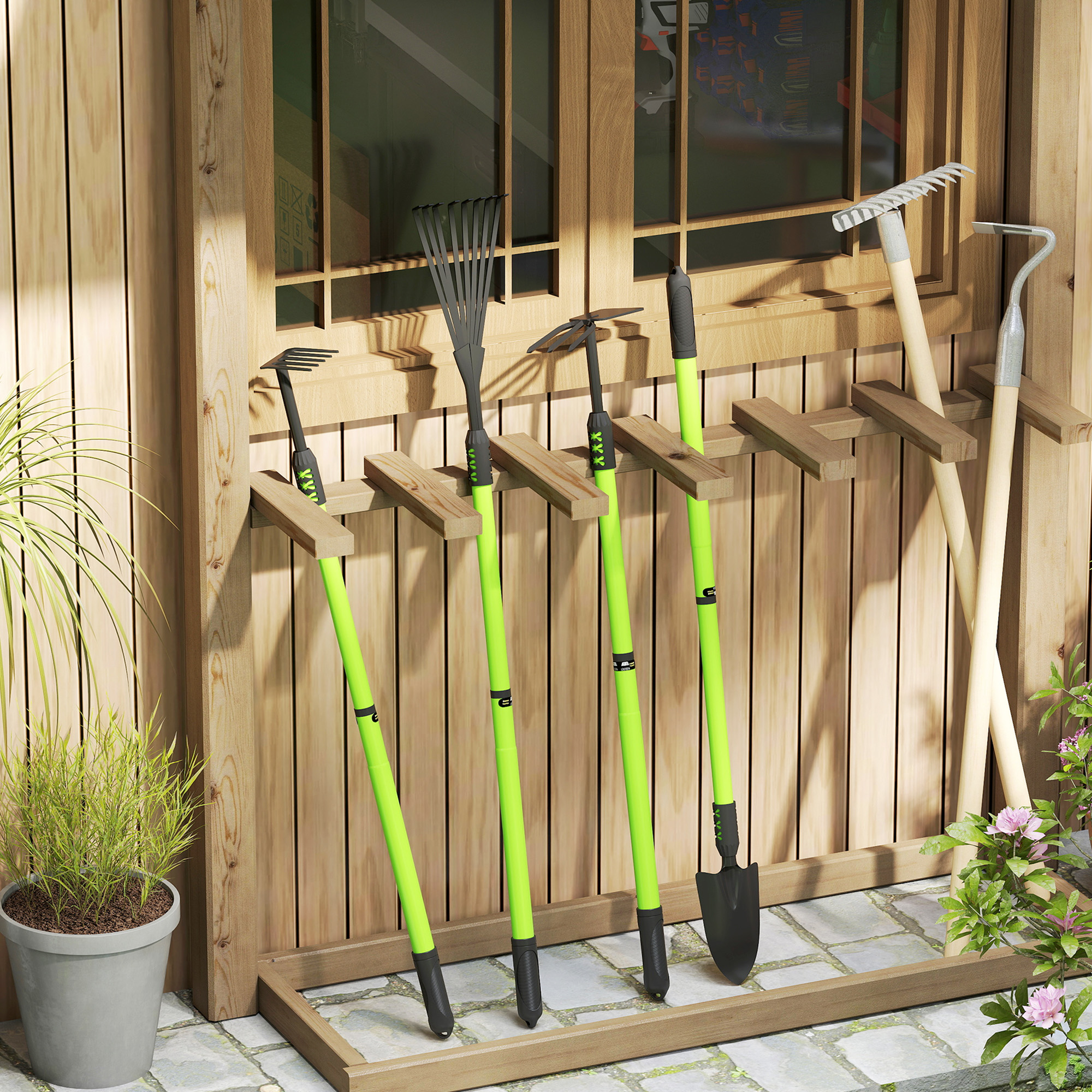Gartenwerkzeug-Set 4 Stück Gartengeräte-Set mit Schaufel Gartenhacke Gartenrechen Laubrechen Grün