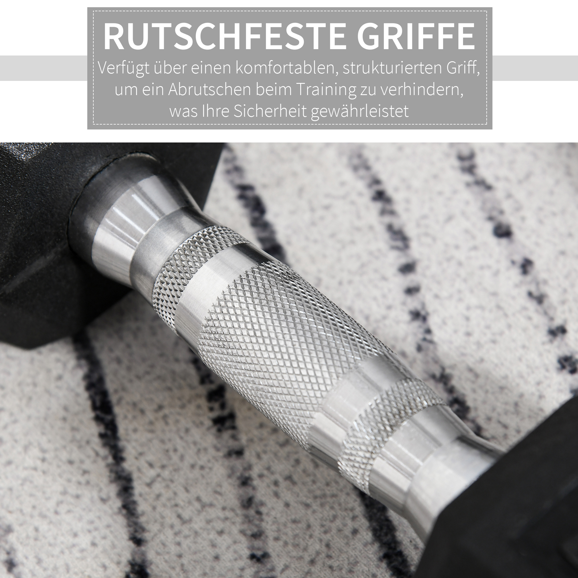Hexagon Kurzhantel Gusseisen Hantel Gummi-Hantel Griff gerändelt Gewichte Metall Gummi schwarz 2 x 8 KG
