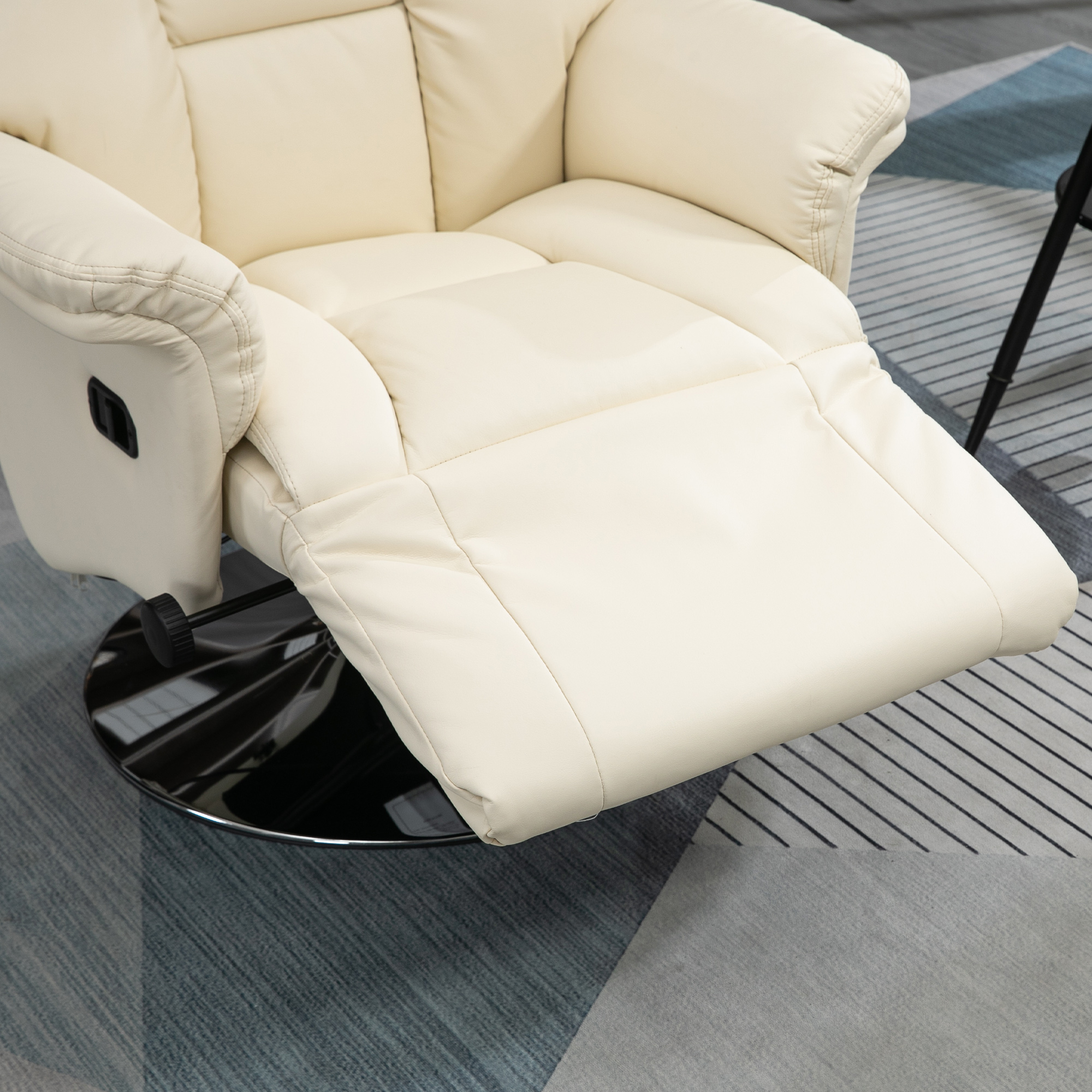 Relaxsessel, Liegefunktion, Lederoptik, Fußstütze, bis 150 kg, 78 x 80 x 109 cm, Creme