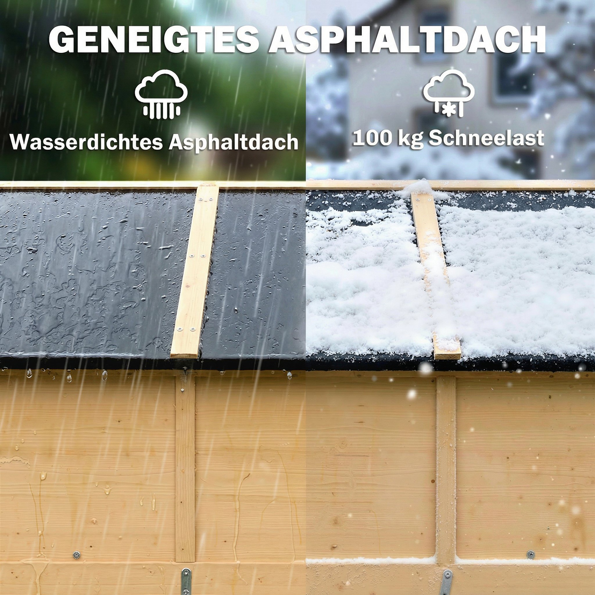 Gartenschrank Holz Begehbarer Geräteschuppen mit Ablage Acrylfenstern Doppeltür Asphalt-Dach Lamellenlüftung Bodenplatte