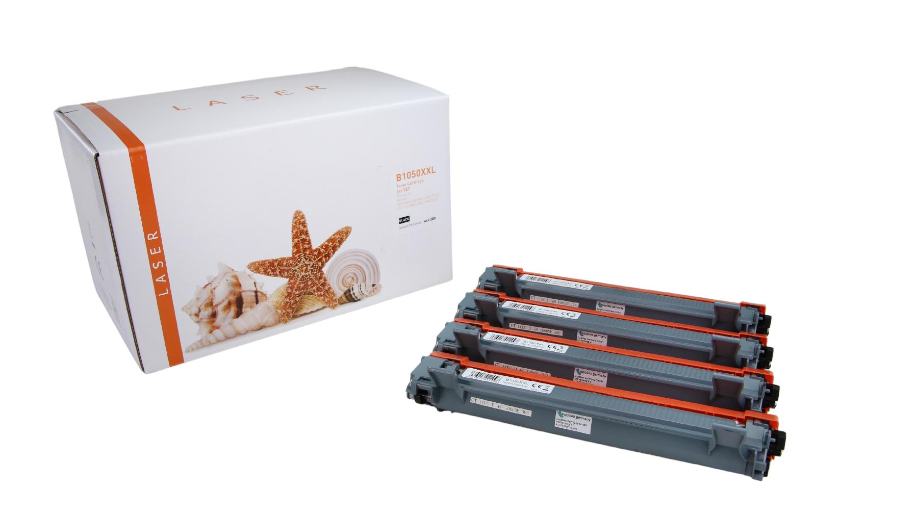 4er Set TN1050XXL alternativ Toner schwarz für Brother / TN1050XXL / 4x2.000 Seiten 4er Set TN1050XXL alternativ Toner schwarz für Brother / TN1050XXL / 4x2.000 Seiten