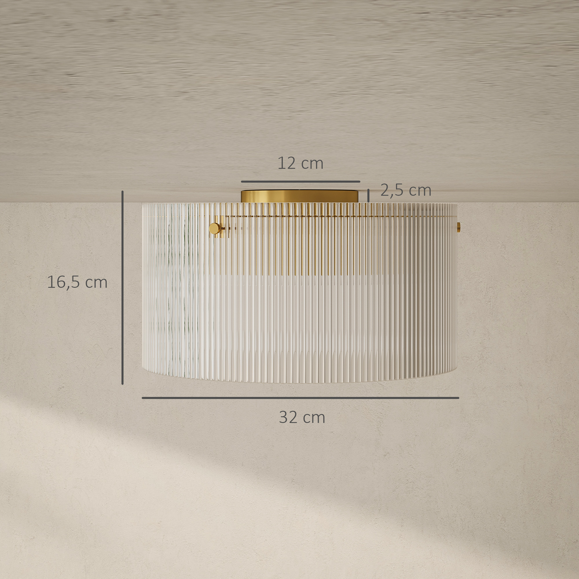 Deckenlampe mit Acryllampenschirm, Metall, Halogen- und LED-kompatibel