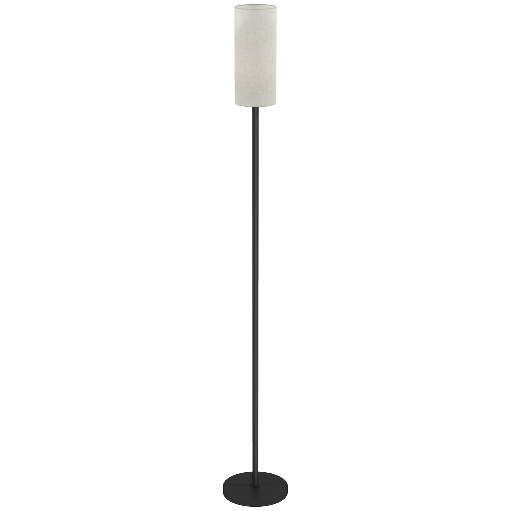 Stehlampe, Schirm in Leinenoptik, Metallstange, Fußschalter, Weiß
