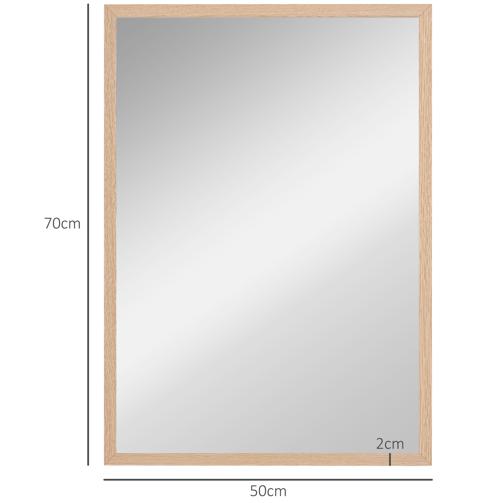 Wandspiegel, 50 x 70 cm, Rahmen in Holzoptik, einfache Montage, inkl. Schrauben