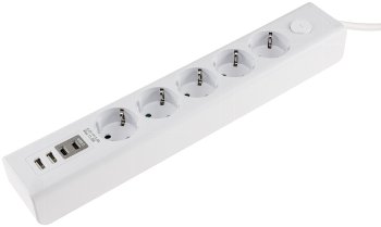 Steckdosenleiste mit Ladebuchsen für USB, USB-A /USB-C,5-fach, weiß, 1,5m Kabel
