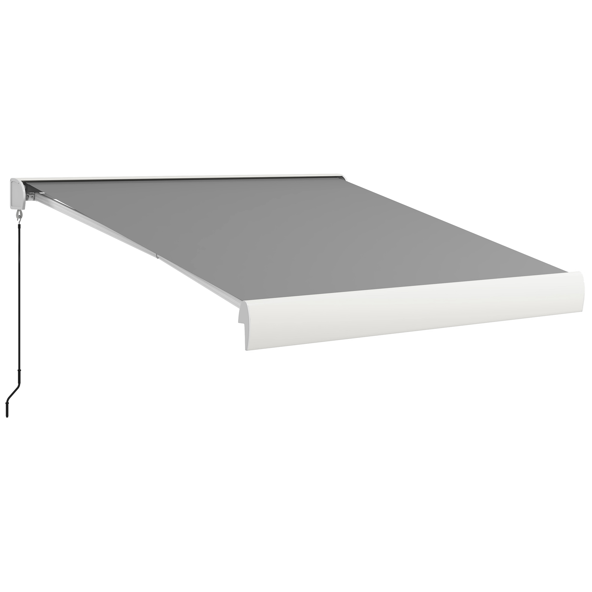 Markise, elektrisch/manuell ausfahrbar, Vollkassette, Fernbedienung, Aluminiumrahmen, 3 x 2,5 m, Hellgrau