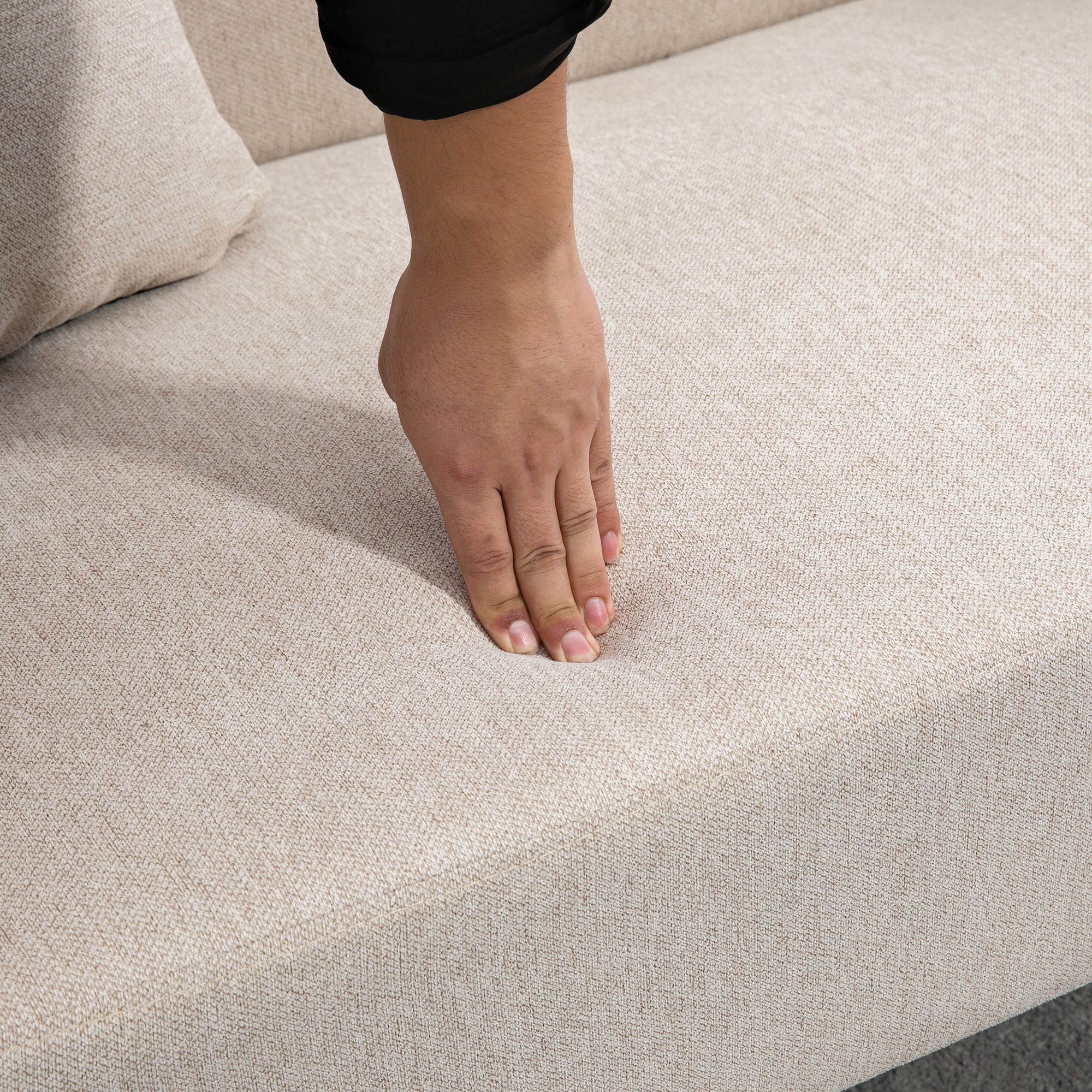 2er-Sofa Sofa Couch, Modern-Design, inkl. 2 Kissen, Holzbeine, 130 x 70 x 80 cm, Creme
