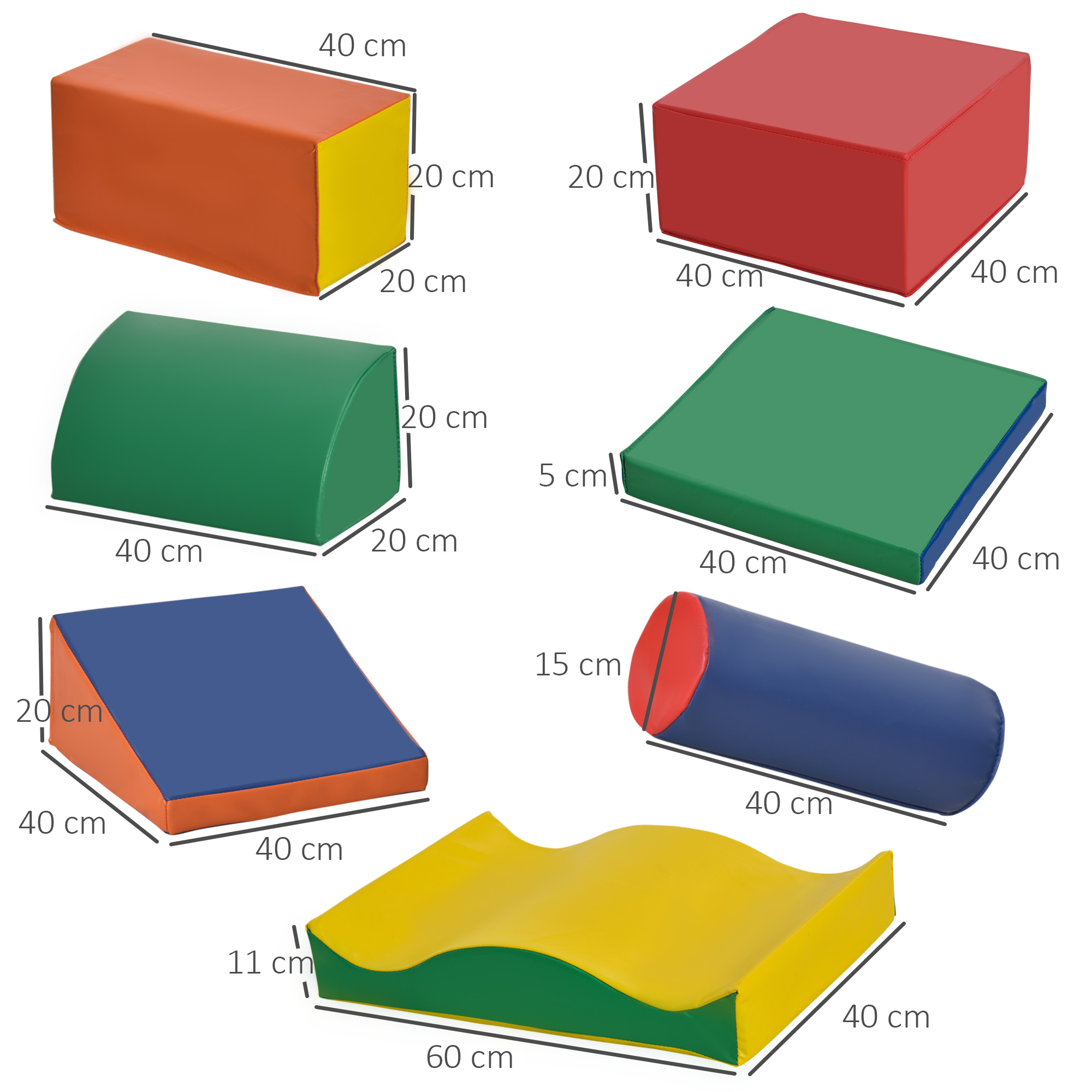 Soft-Bausteine, 7-tlg. Set, sicheres Material, weich und pflegeleicht, Schaumstoff, bunt