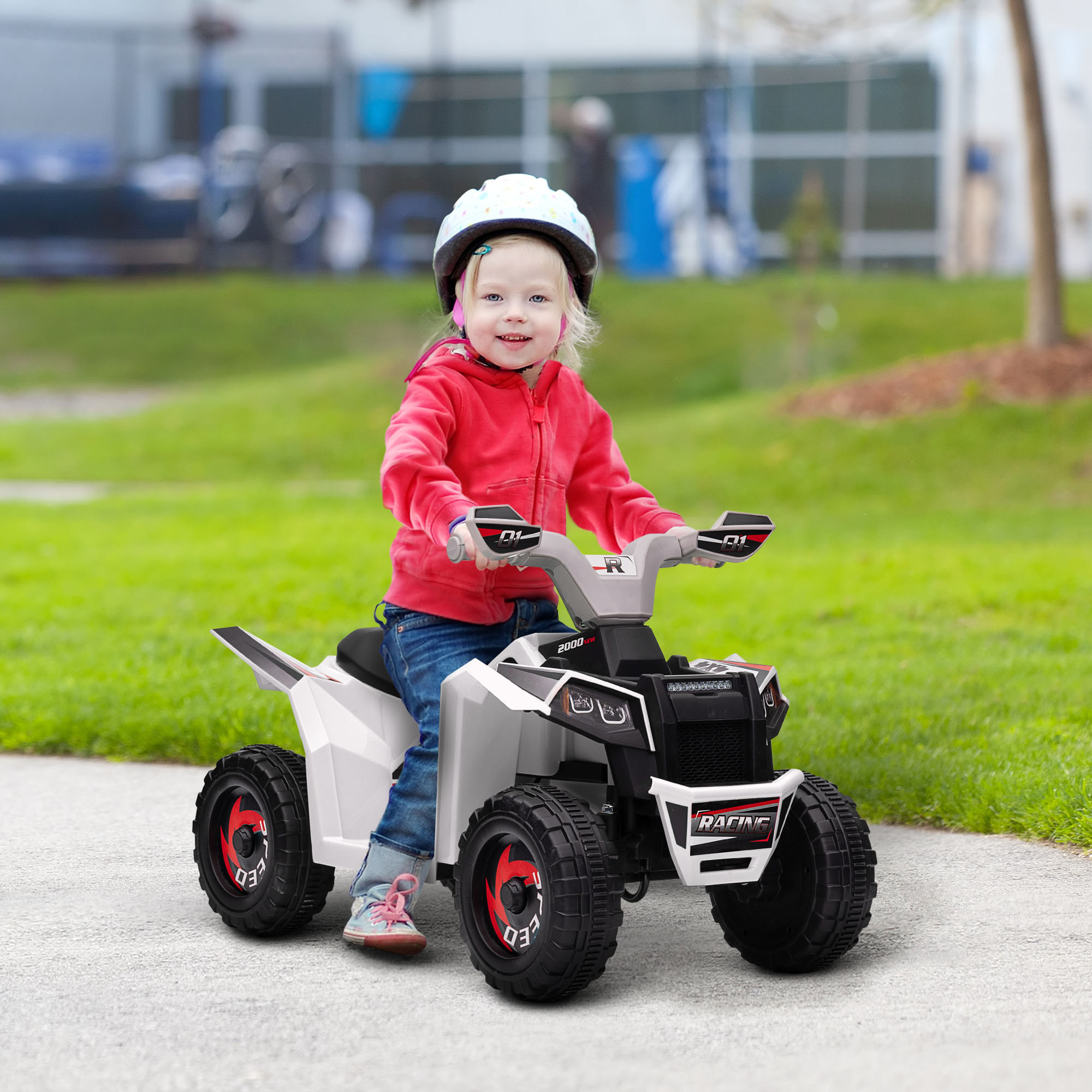 Elektro-Kinderquad, 2,5 km/h, Vorwärts- & Rückwärtsgang, für 18-36 Monate, Weiß