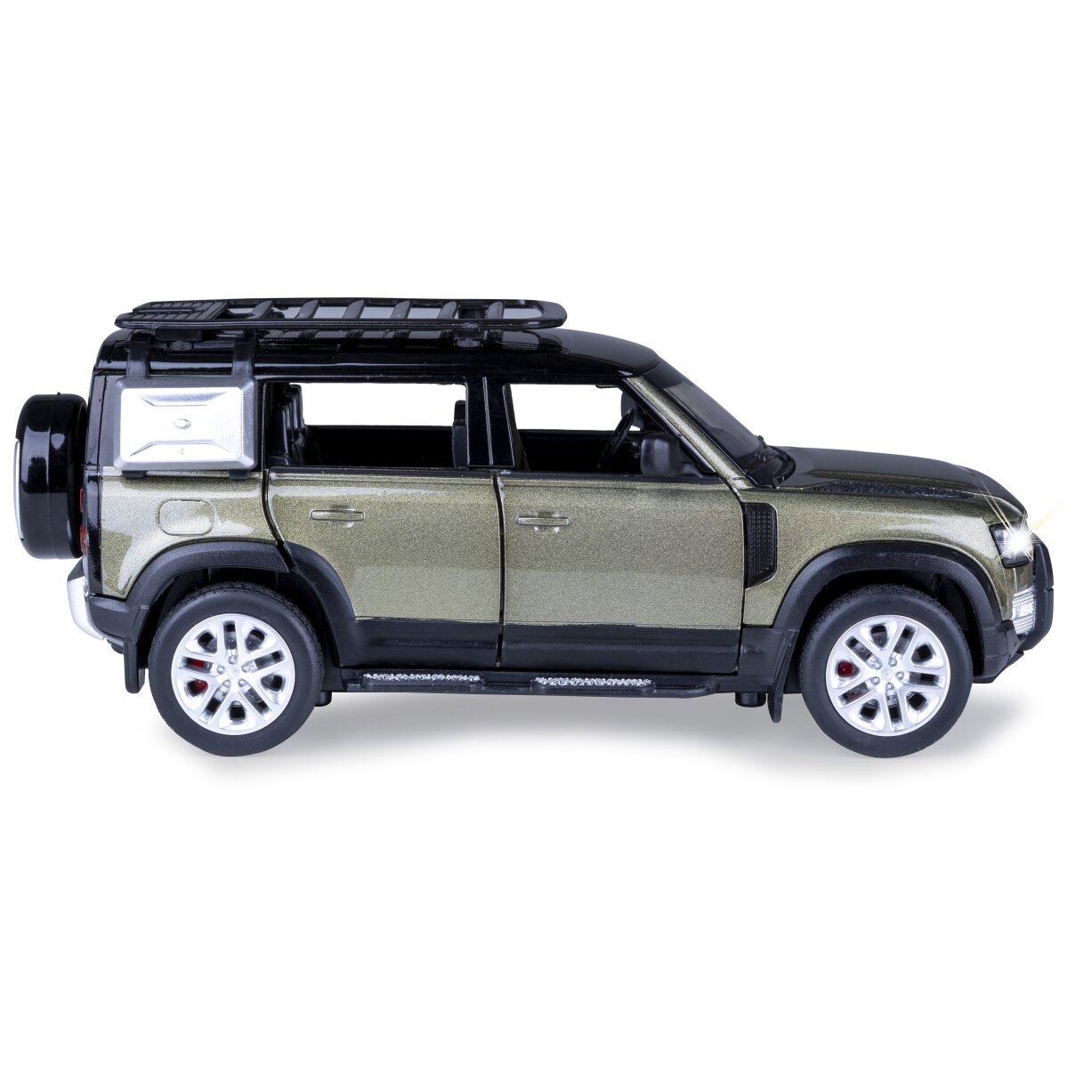 Land Rover Defender 110 Diecast 1:32 grün inkl. Knopfzellen