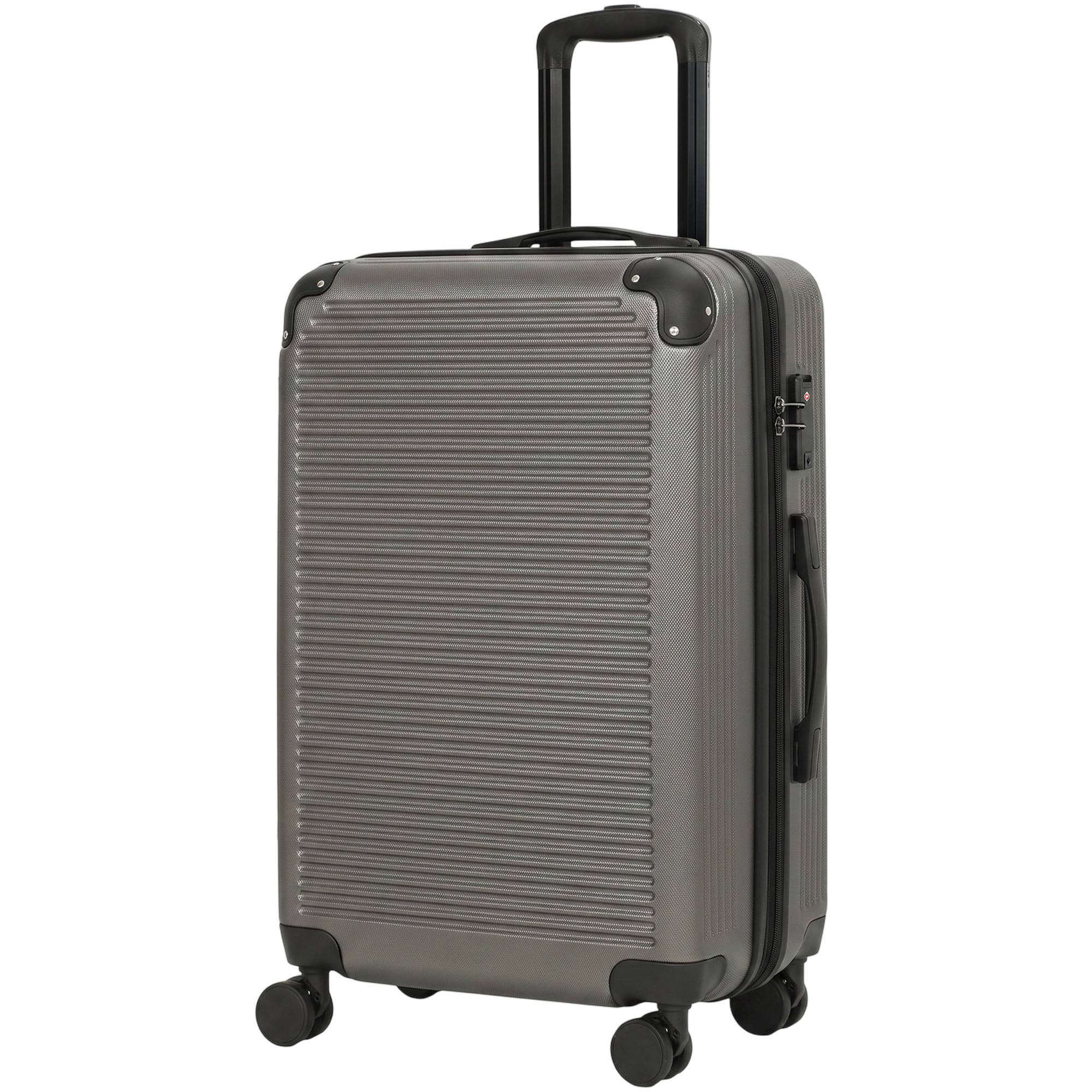 Hartschalenkoffer 66 cm, erweiterbar, ABS, mit 4 Spinner-Rollen, oberem und seitlichem Griff, TSA-Schloss, Dunkelgrau