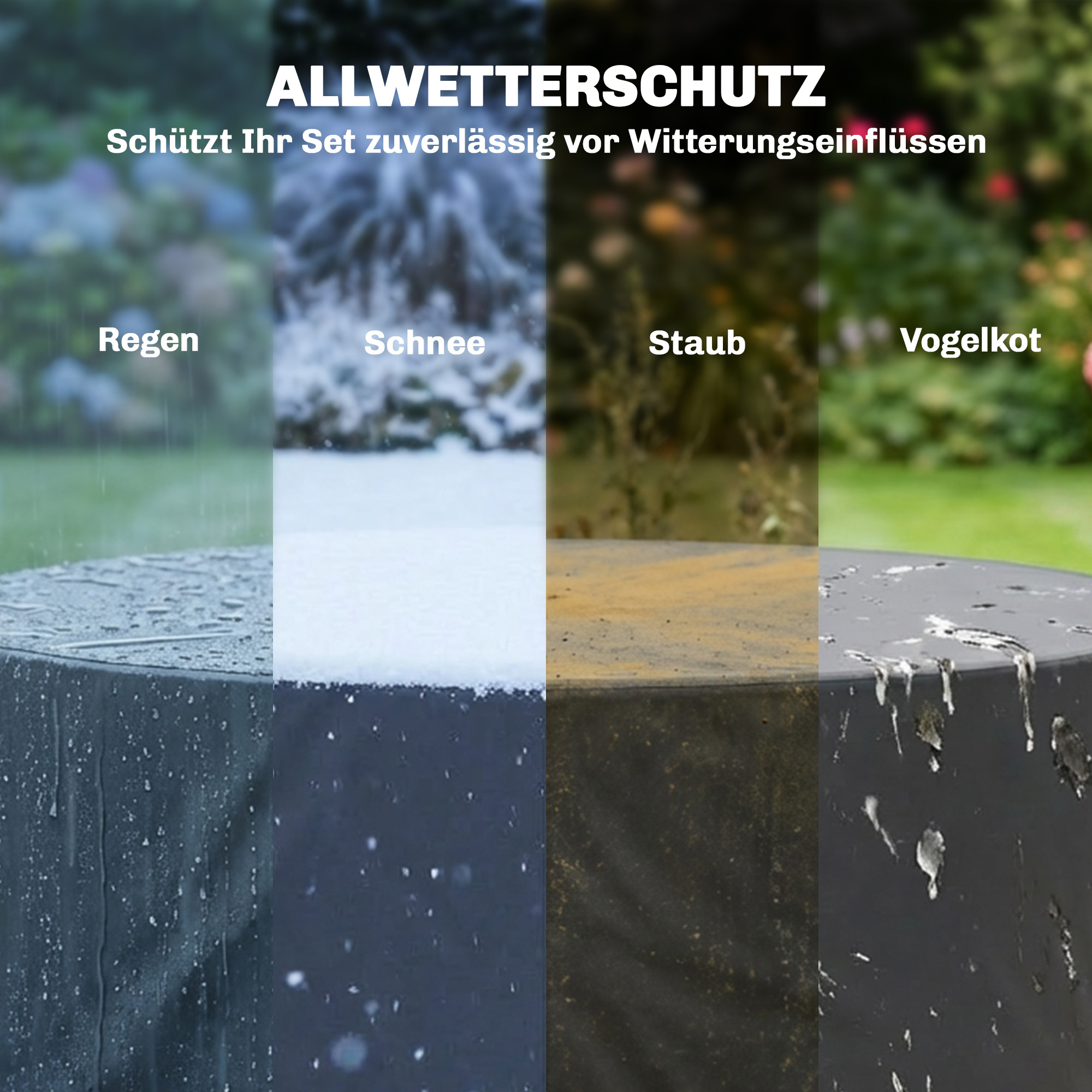 Schutzhülle für Gartenmöbel Winterfest Wasserdicht Abdeckung Anti-UV Abdeckplane 420D Oxford Gewebe Ø214x70Hcm Schwarz