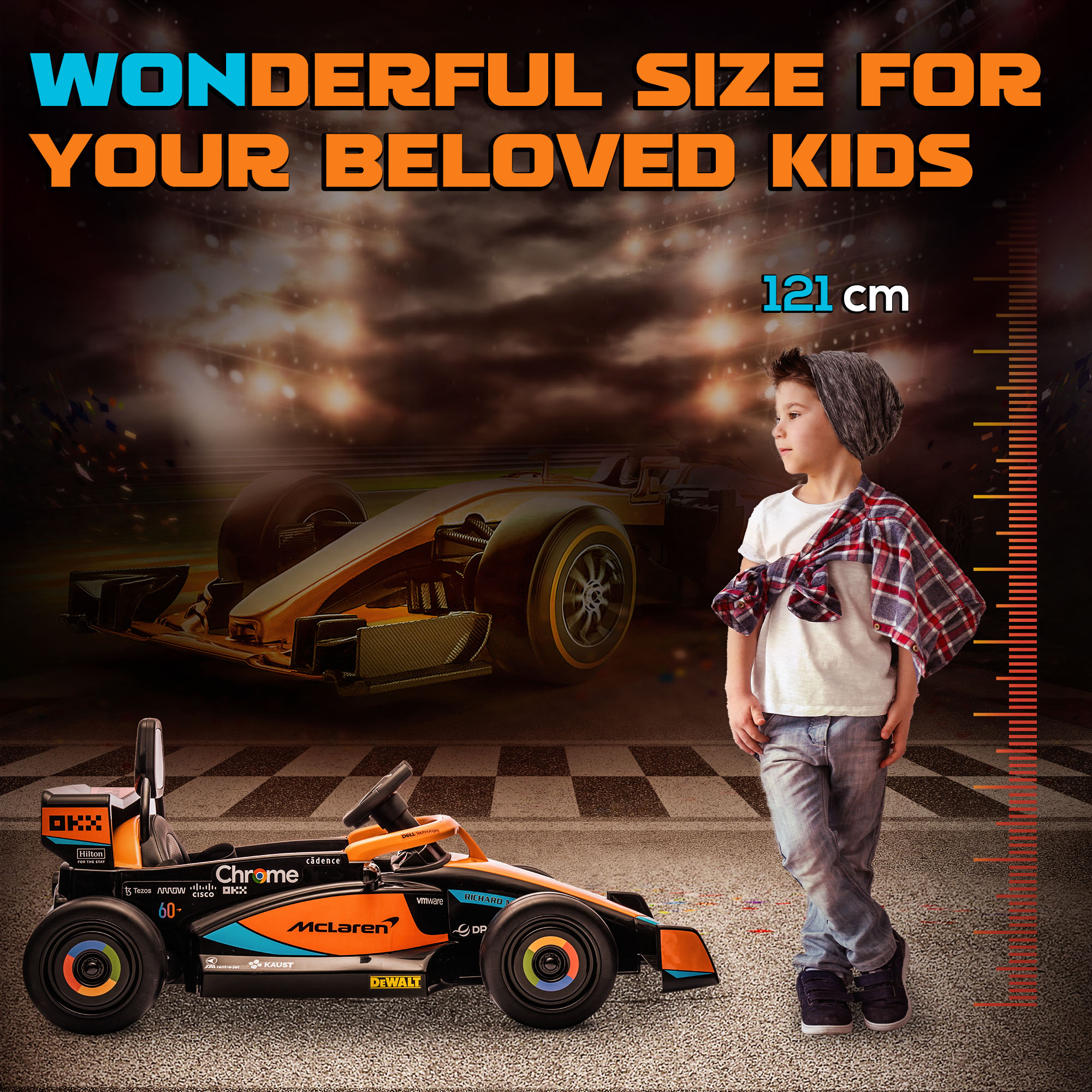 Elektro-Kinderauto, McLaren Formel-1, inkl. Fernsteuerung, Musik, für 3-5 Jahre, Orange