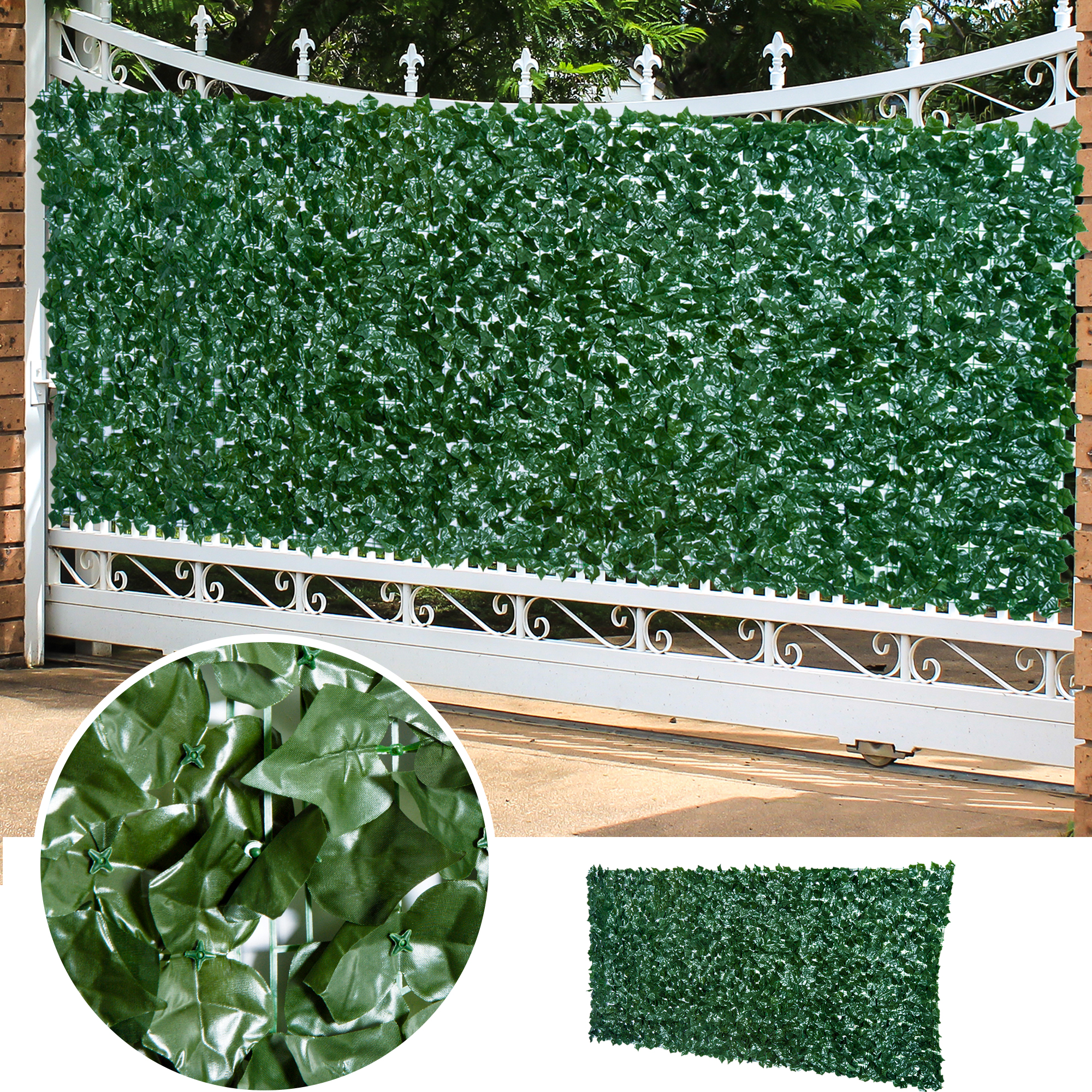 Künstlicher Hecken Sichtschutz, UV Geschützt Sichtschutz, Grün Balkon Sichtschutz, Zaun Sichtschutzgitter mit Blättern, Hecken Zaun, WandKünstliche 300 x150 cm für Garten Hochzeit