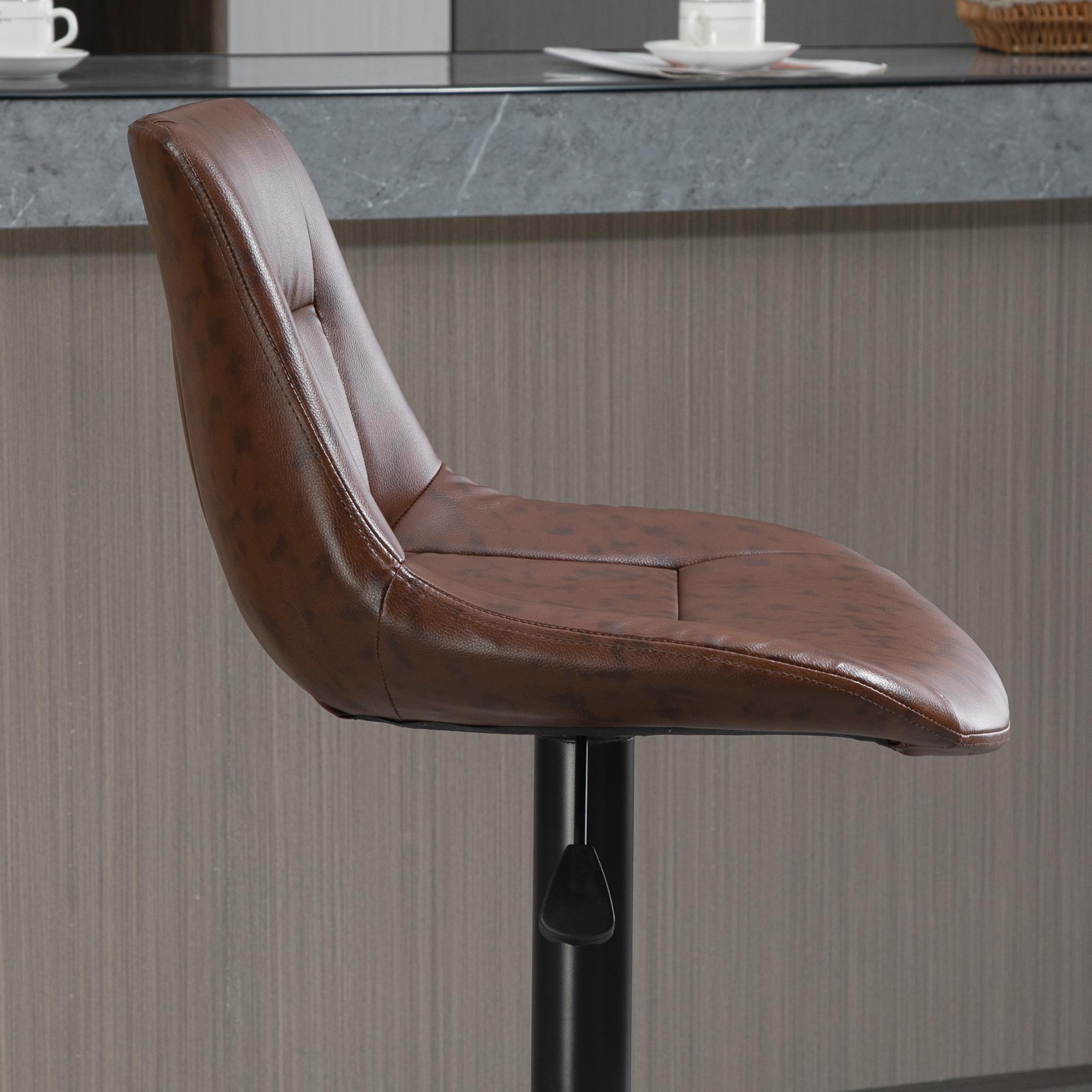 2er-Set Barhocker Barhocker Barstühle, höhenverstellbar, inkl. Fußstütze, 46,5cm x 50cm x 108cm, Schwarz + Braun