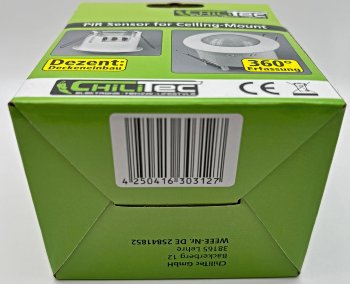 Decken-Einbau-Bewegungsmelder 360° / PIR, LED geeignet, 6m Detektion, weiß