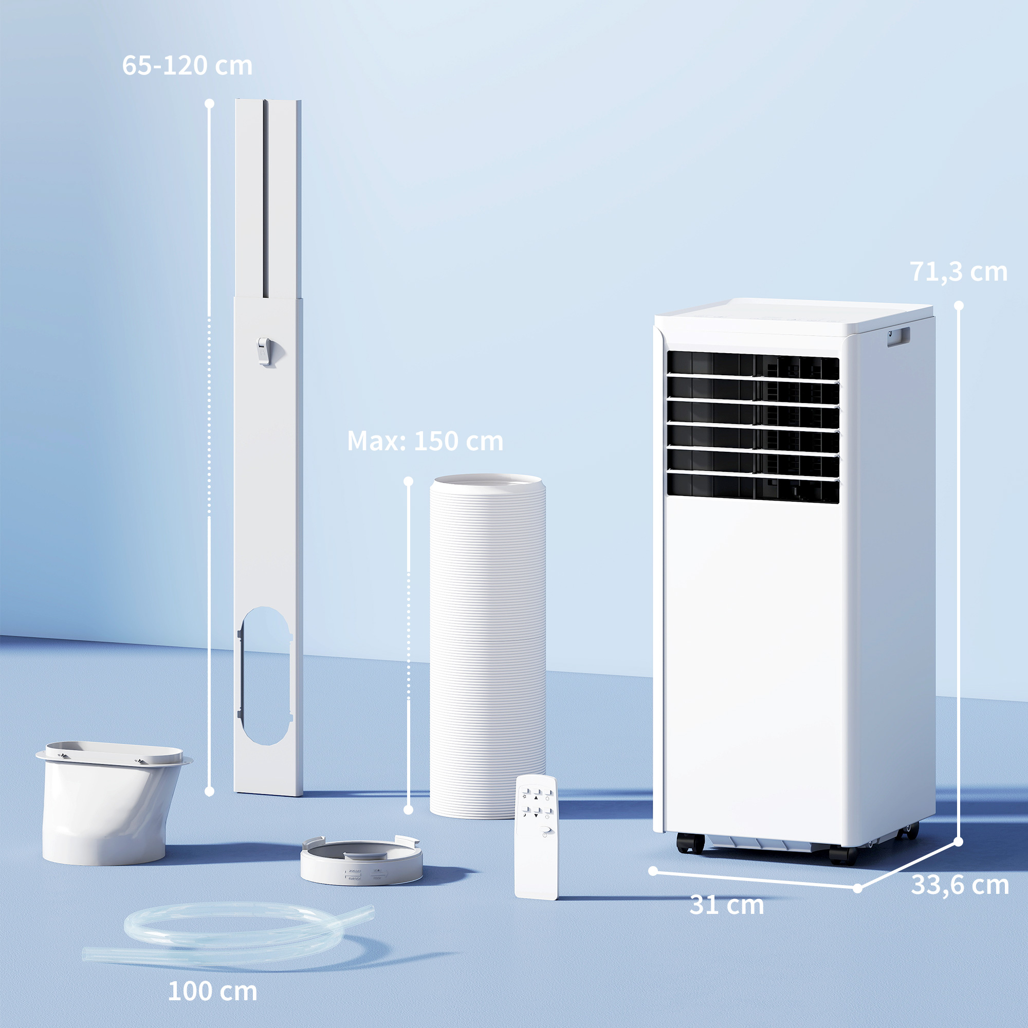 tragbares Klimagerät 9000 BTU, 4-in-1 mit Kühlung, Entfeuchter, Ventilator, Schlafmodus