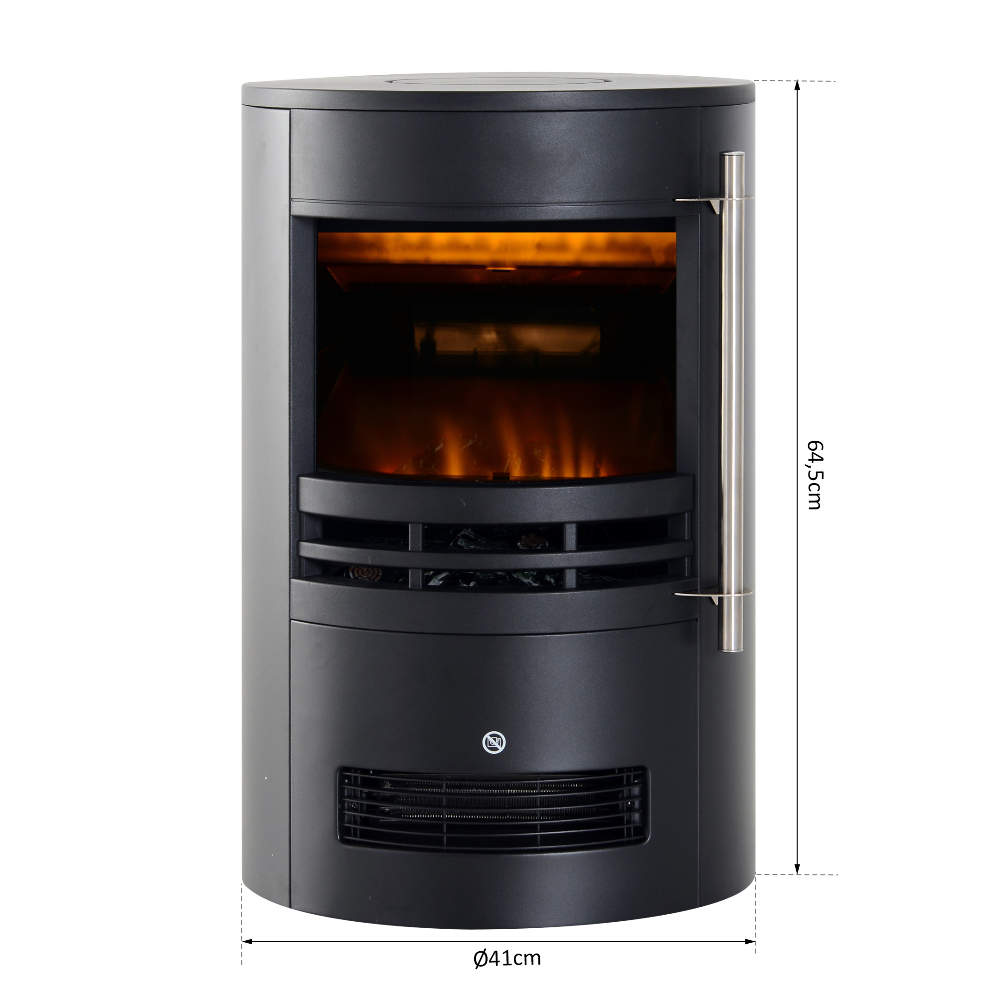Elektrokamin mit Heizung, elektrischer Kamin mit LED Flammeneffekt, 900/2000W Dekokamin, elektrisch Kaminfeuer Kaminofen, Schwarz