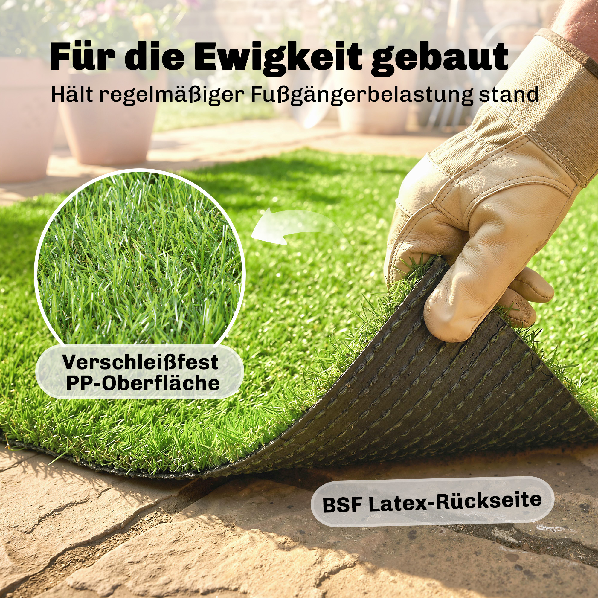 Kunstrasen 100x400cm selbstentwässernd Outdoor Teppich mit 10mm Höhe Grün