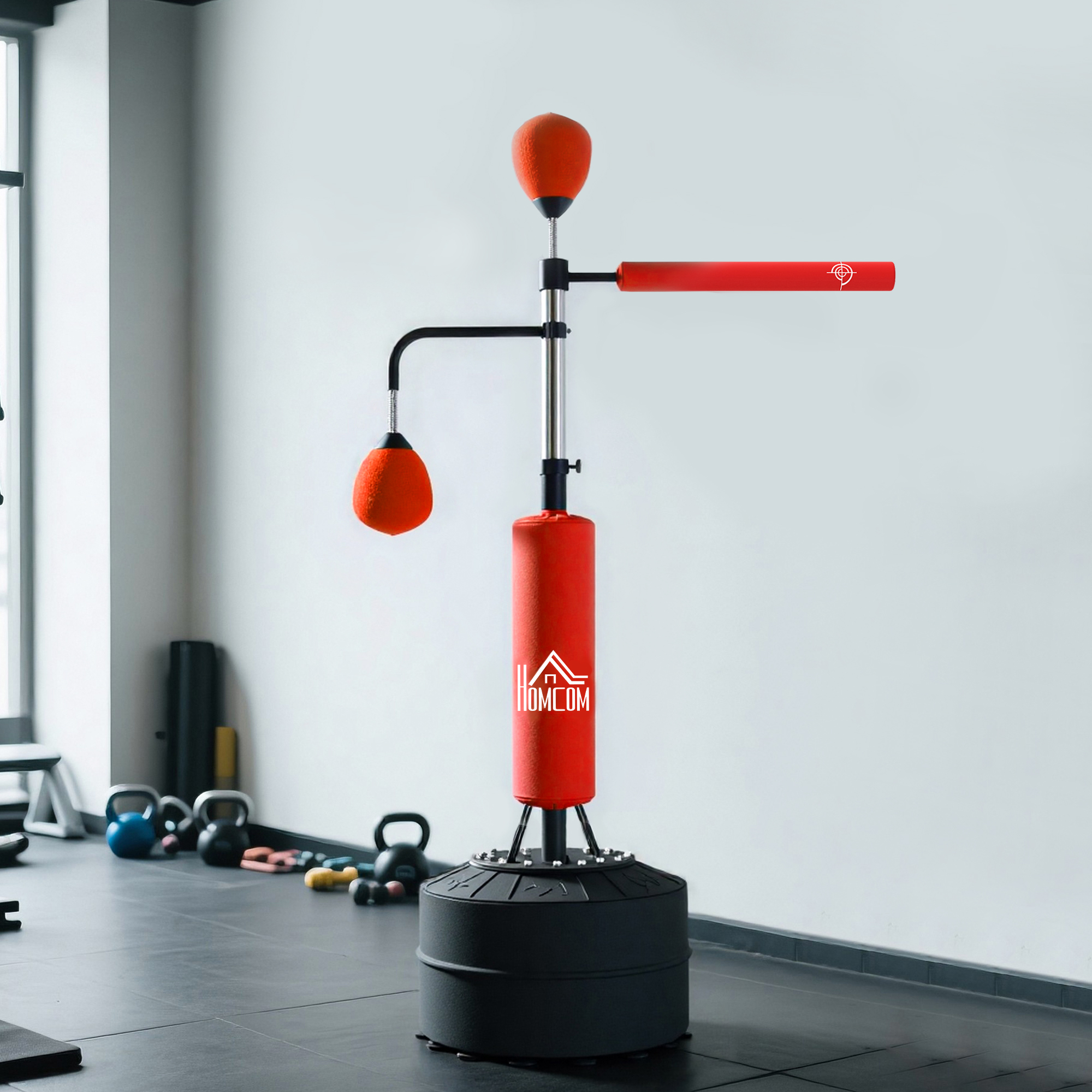 4-in-1 freistehender Boxsack-Ständer, 160-230 cm höhenverstellbar, Rot