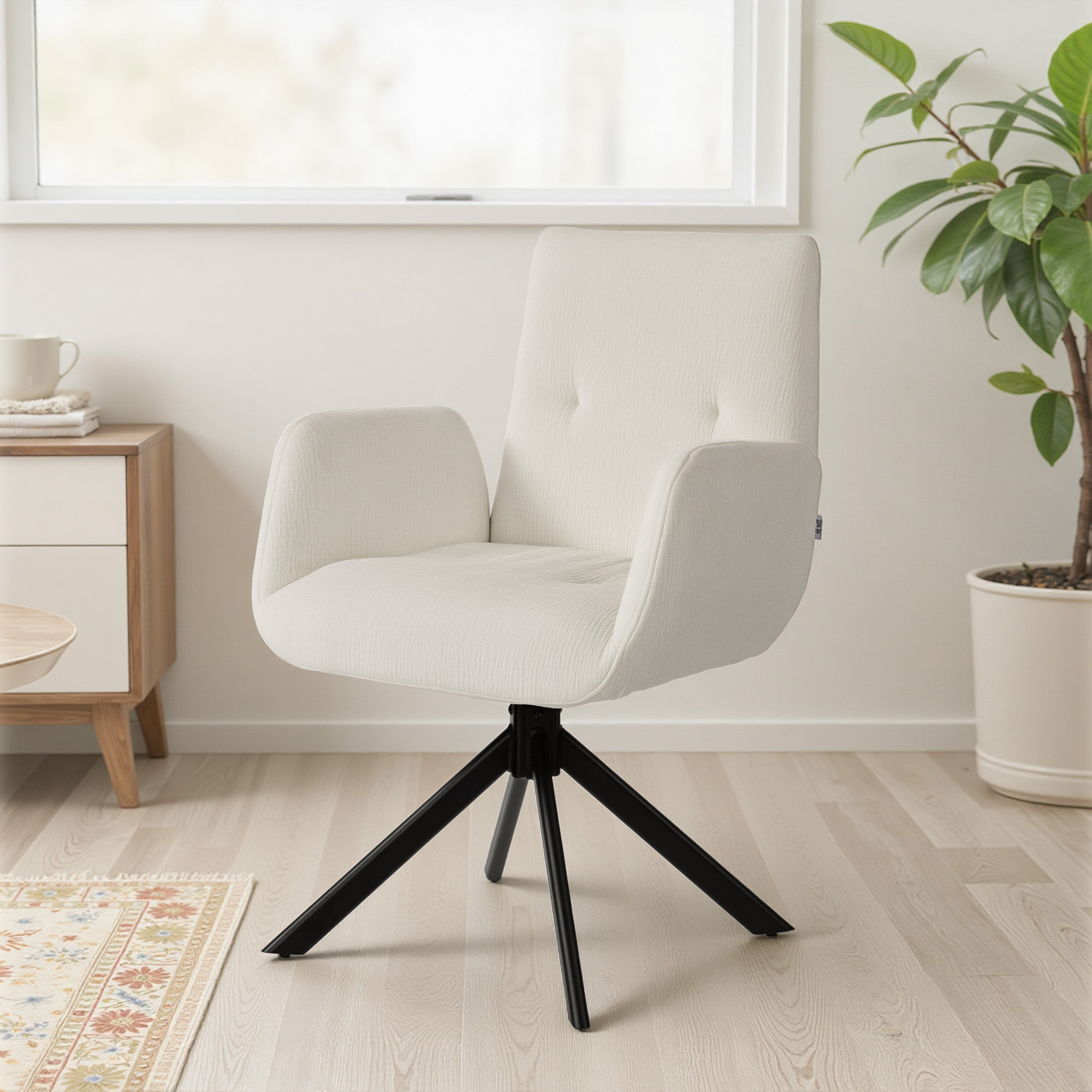 Polstersessel, Akzentsessel, modernes Design, drehbar, bis 120 kg, Cremeweiß