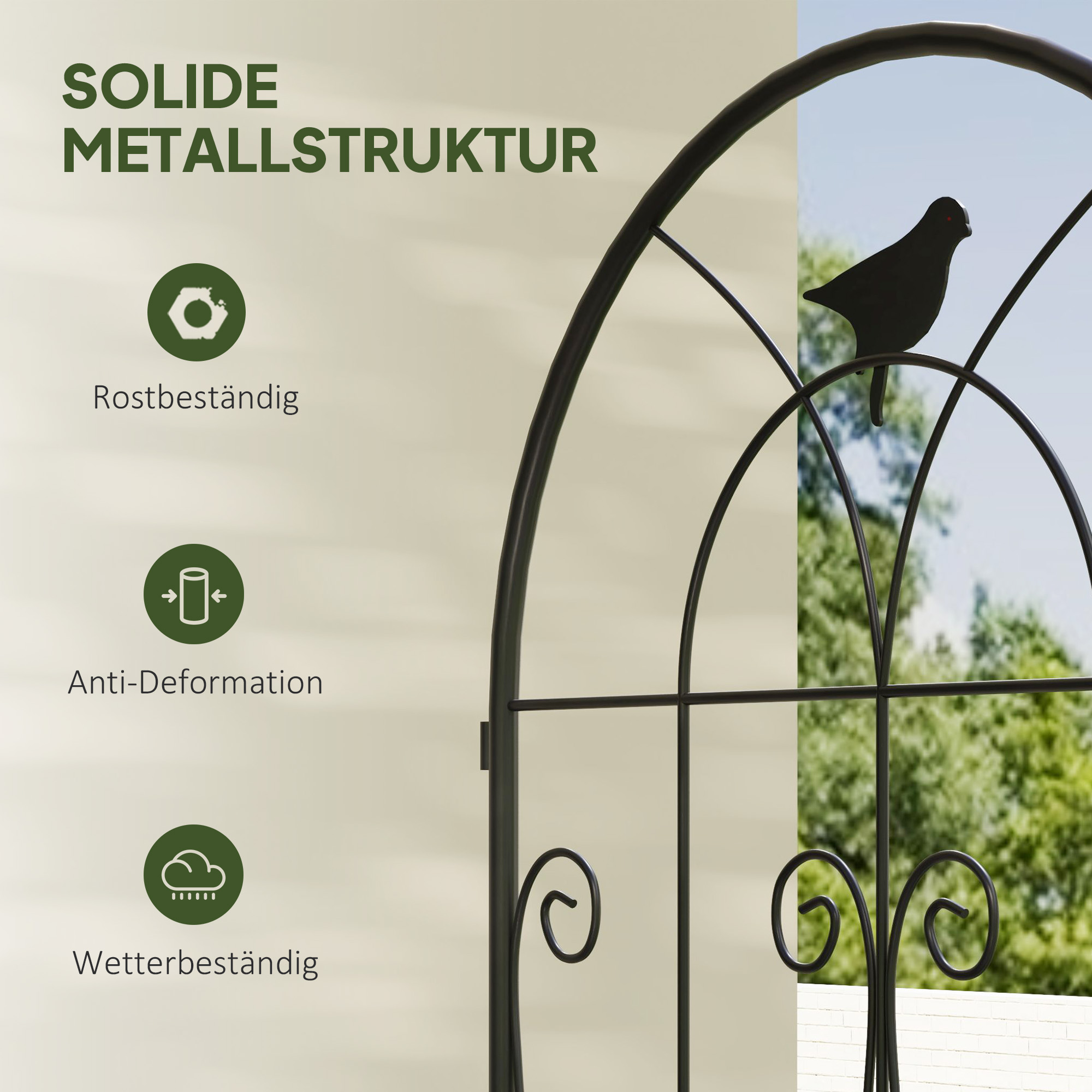 Rankgitter Metall 2er Set zum Stecken rostfrei Rankhilfe mit Vogeldesign für Kletterpflanzen 50x120 cm Schwarz