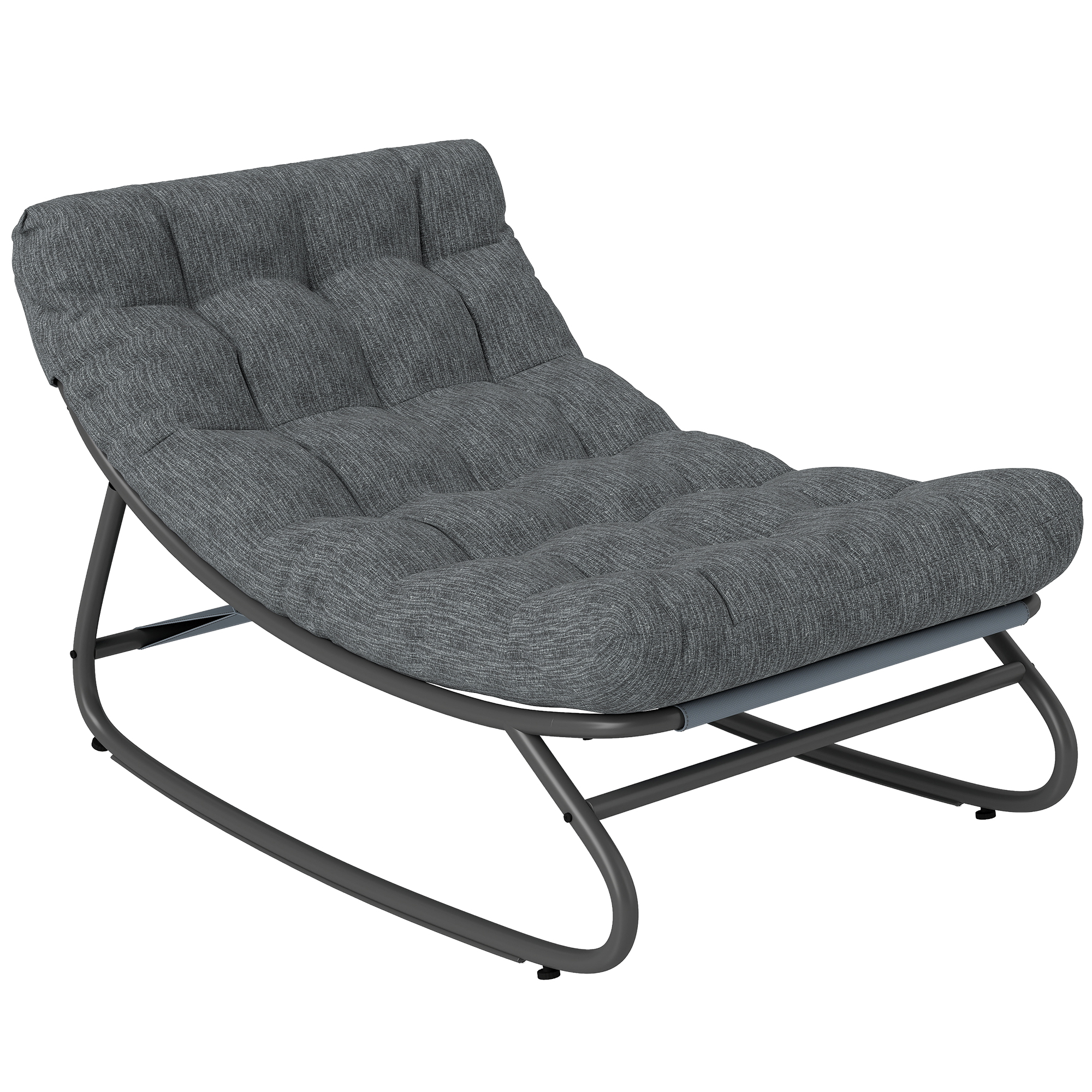 Schaukelstuhl Schaukelsessel mit breitem Netzsitz dickem Kissen 101 x 66 x 63 cm Grau