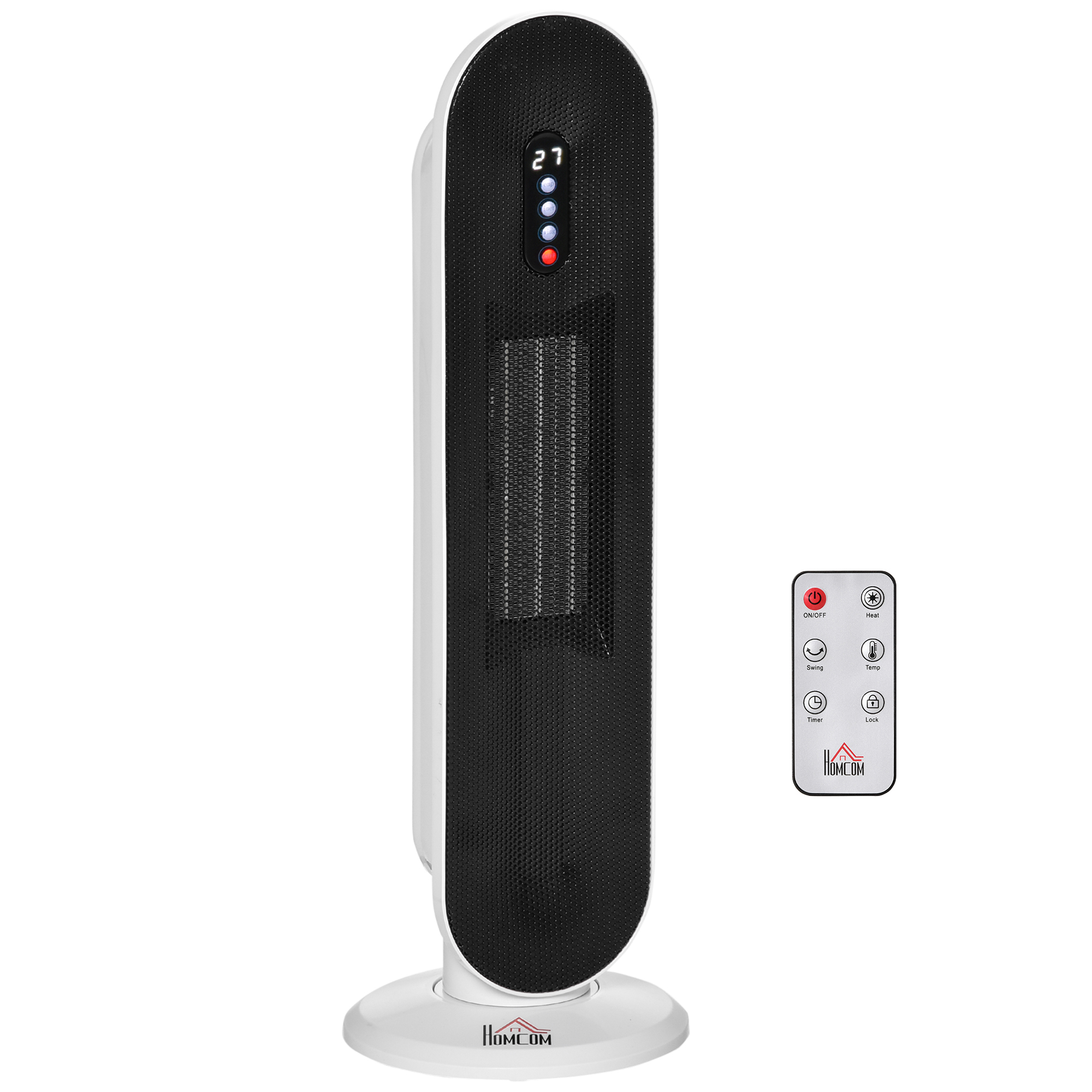 Heizlüfter 24h Stunden-Timer 2000W  2 Modi Oszillation Metall Weiß + Schwarz