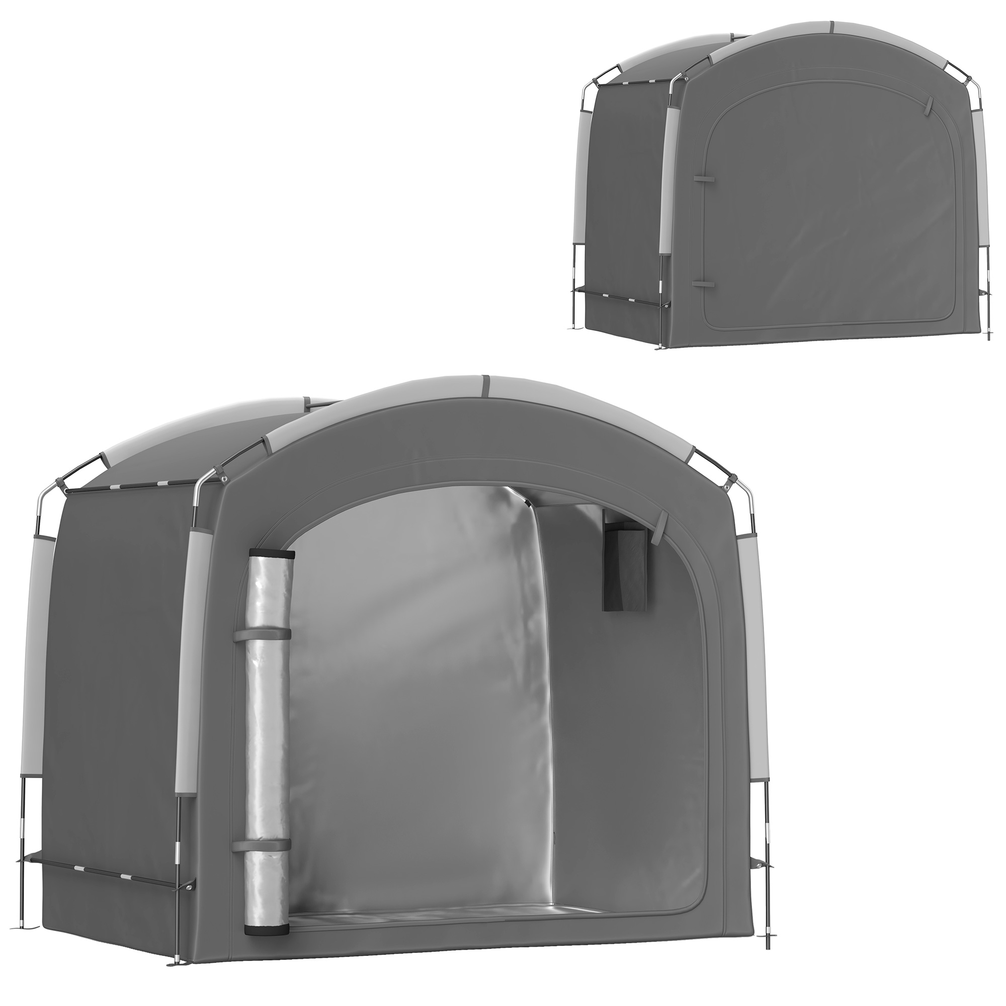 Fahrradgaragenzelt tragbare Fahrradabdeckung für 3-4 Fahrräder mit 2 Seitentaschen 205 x 140 x 188 cm Dunkelgrau