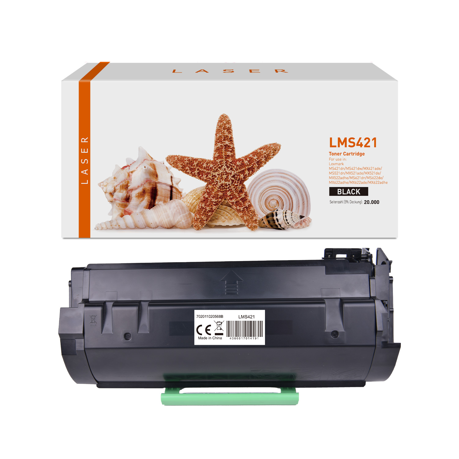 MS421 alternativ Toner schwarz für Lexmark / 56F2X00 / 20.000 Seiten