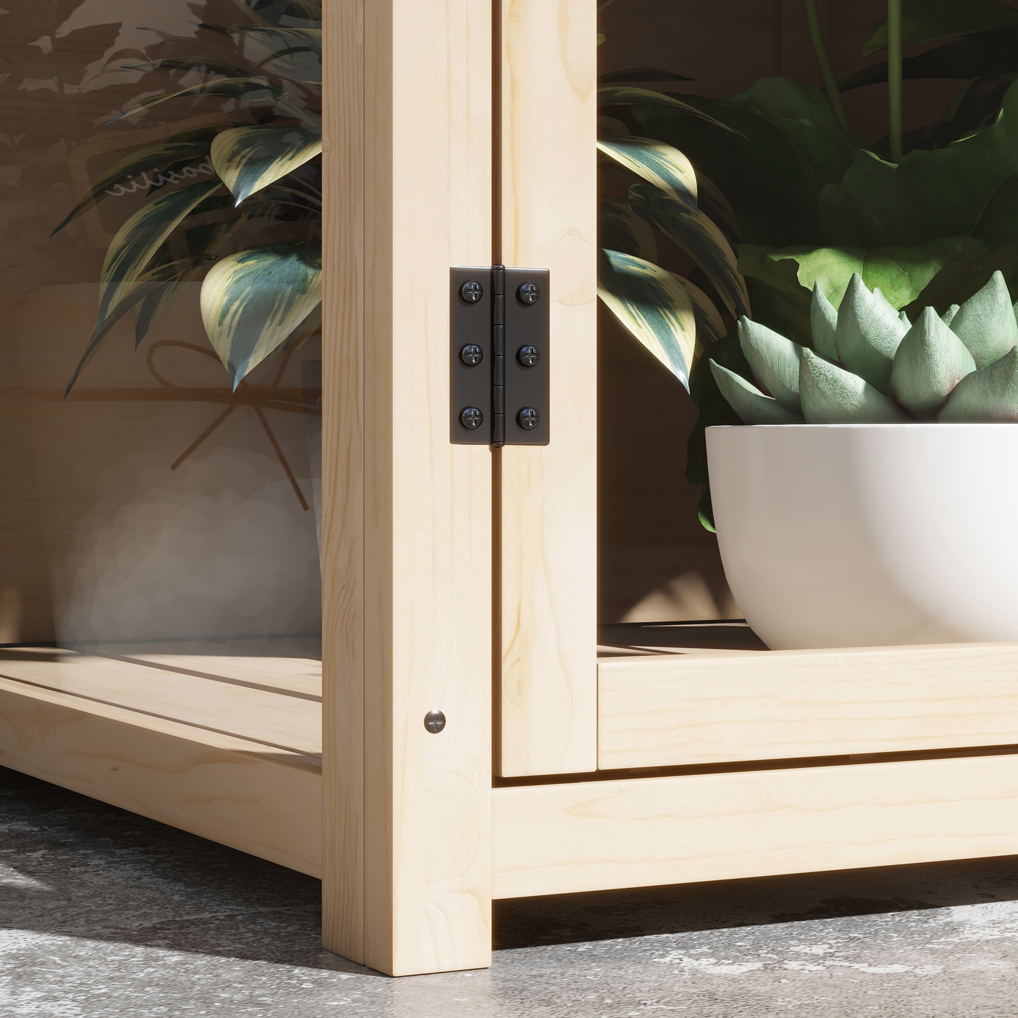 Frühbeet Hochbeet Pflanzenbeet, wetterbeständig, 2 Ebenen, Fichtenholz, 103 x 61 x 103 cm, Natur