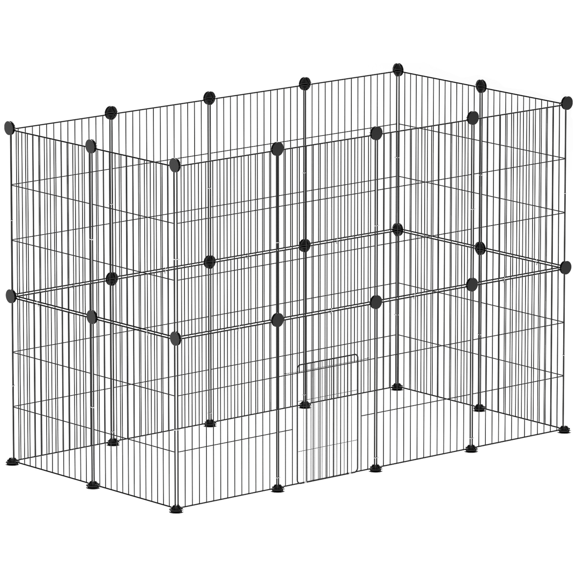 Kleintierkäfig, Außengehege, modulare Bauweise, 0,72 m² Fläche, Stahl, Schwarz