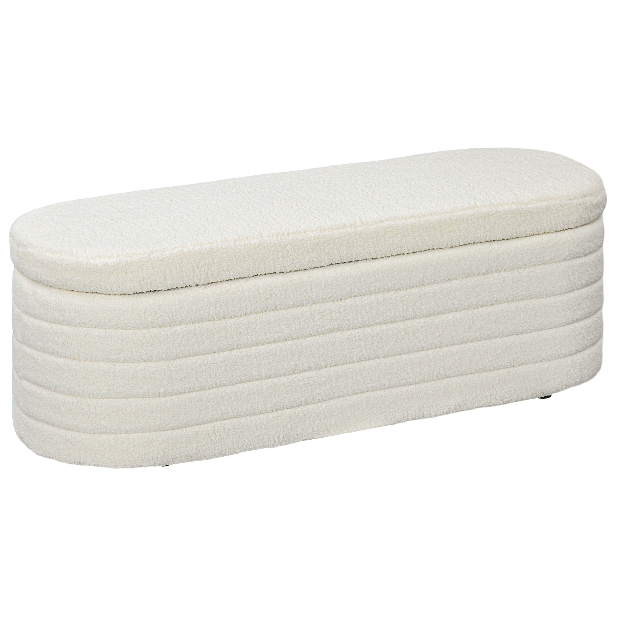 Bettbank, Stauraum, Teddy-Fleece, 116x41x40,5cm, Cremeweiß