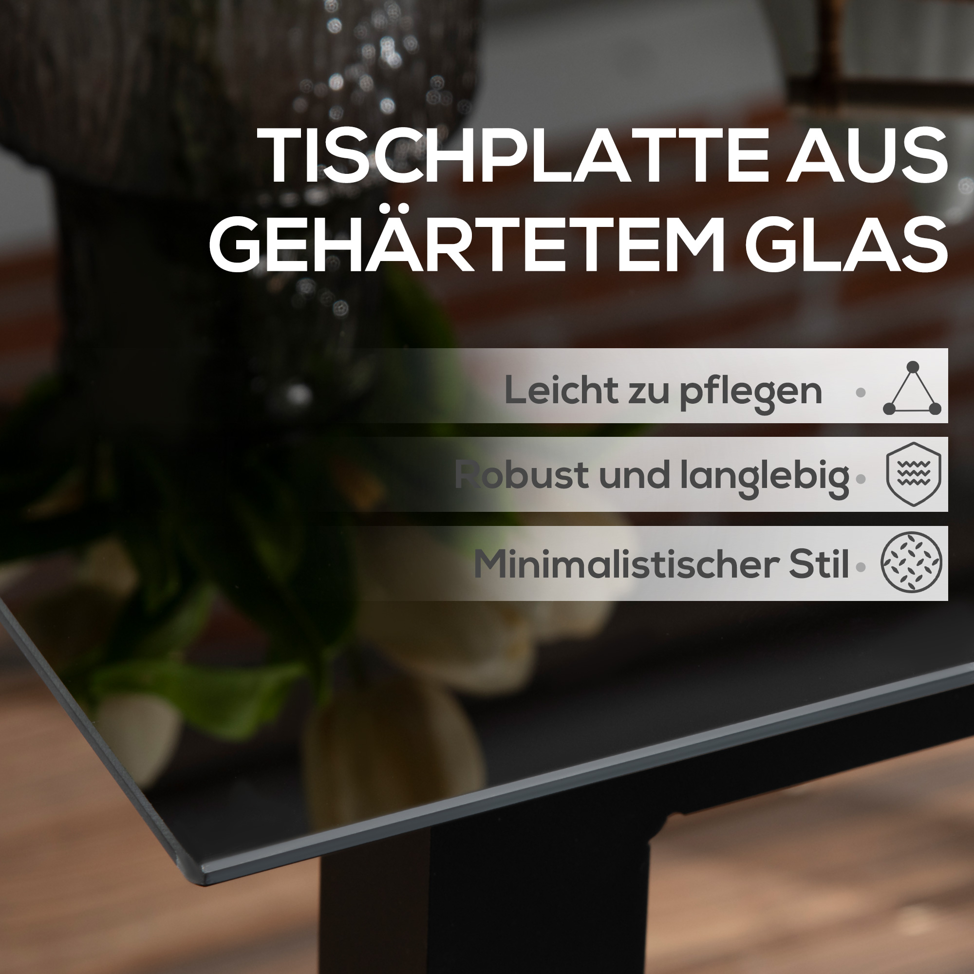Gartentisch Outdoor-Tisch Outdoor-Loungetisch, wetterbeständig, 80 x 80 x 74 cm, Schwarz