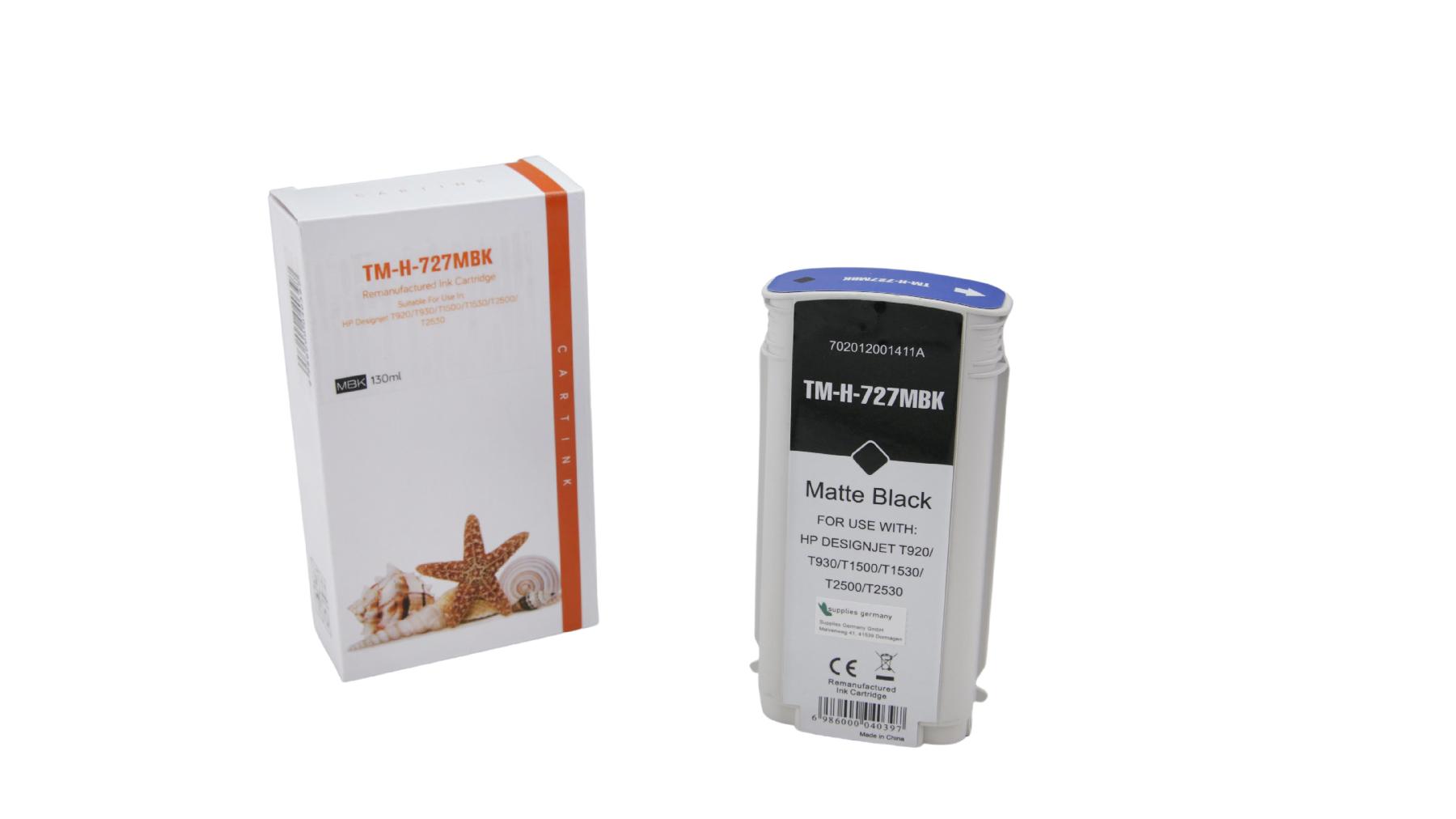 727Mschwarz Refill Tinte Matte schwarz für HP / B3P22A / 130ml